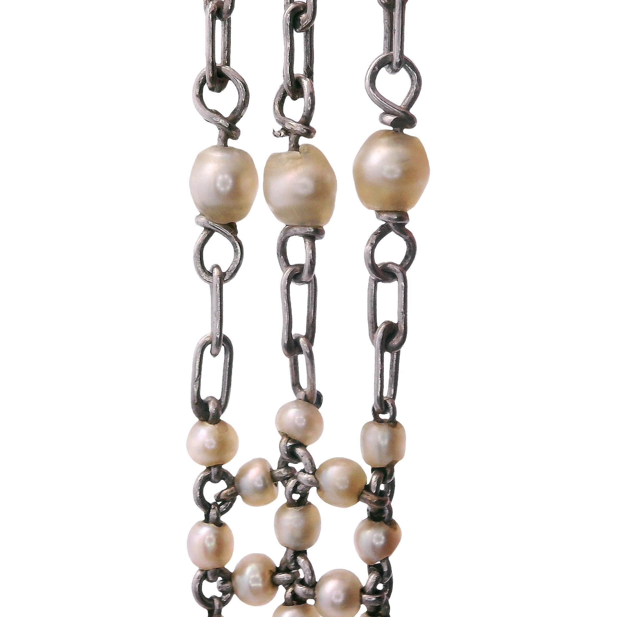 Pulsera Belle Epoque de Platino Antiguo con Perlas Naturales en Bueno estado para la venta en Aventura, FL