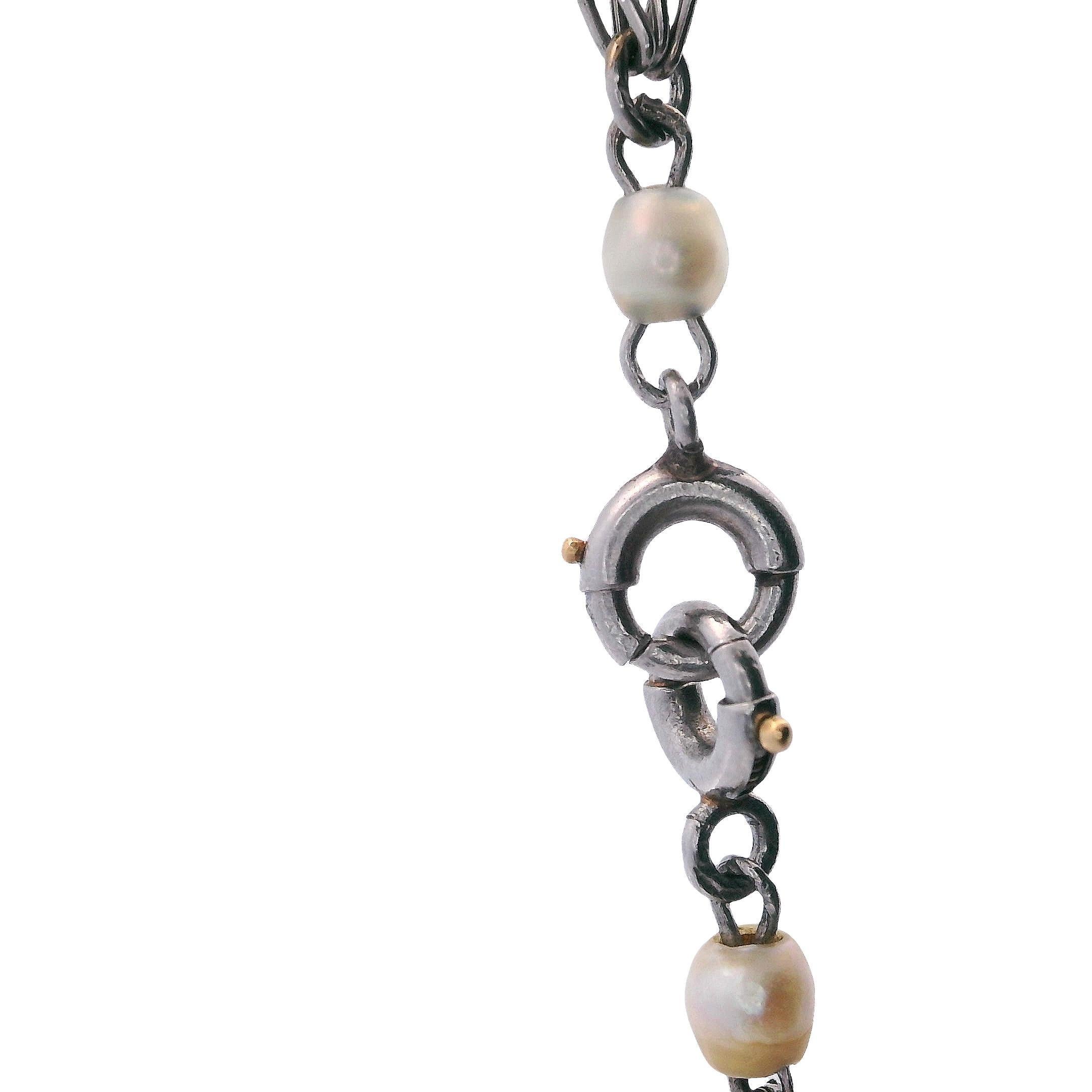 Femenino o masculino Pulsera Belle Epoque de Platino Antiguo con Perlas Naturales en venta