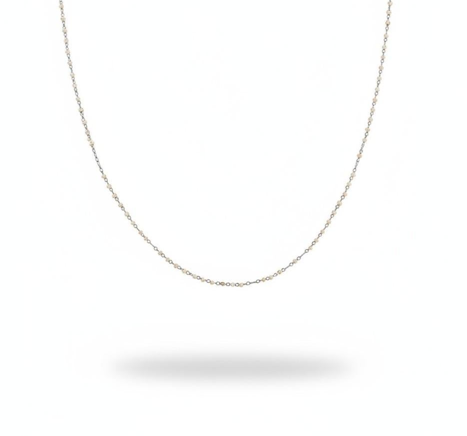 Belle Epoque Antique Platinum Chain with Natural Pearls