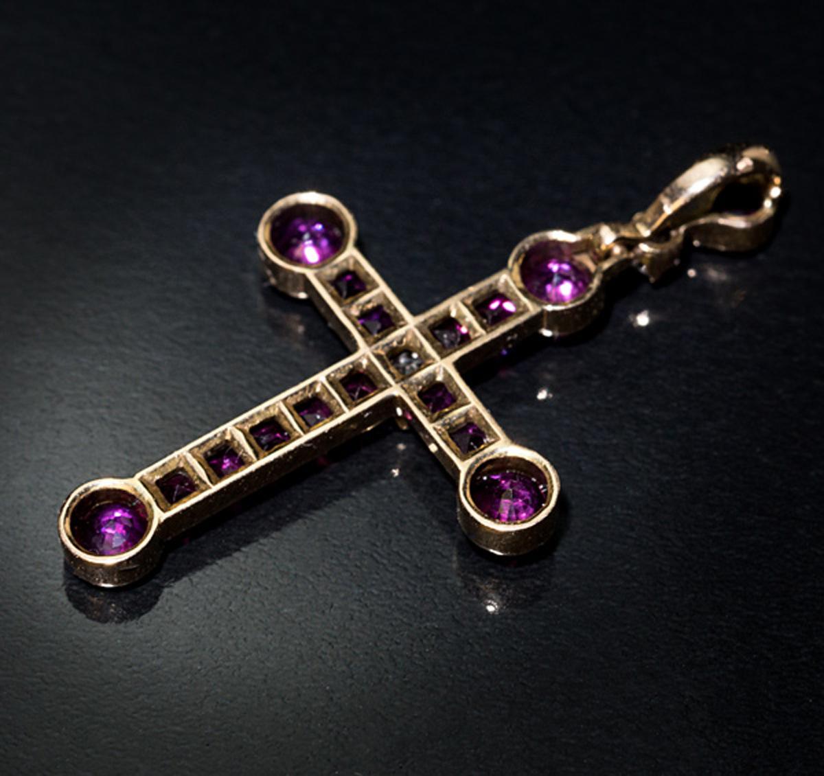 antique ruby cross pendant