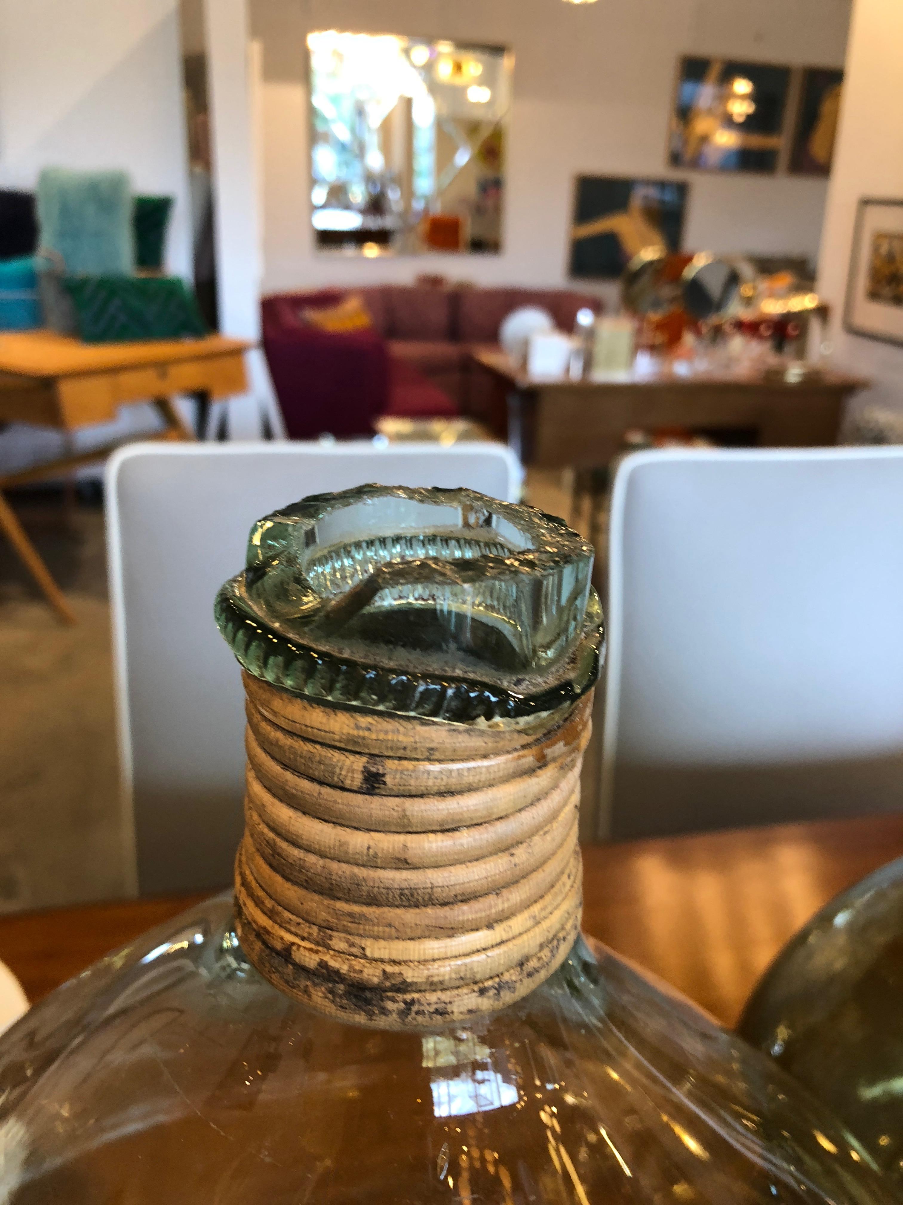 Belle Epoque Argentine Handblown Light Green Glass Demijohn Wine Jug 9