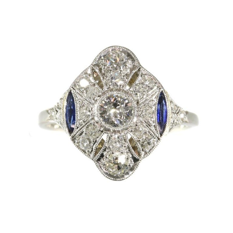 Belle poque Art Deco Diamond and Sapphire Platinum Belle poque Art Deco Diamond and Sapphire Platinum