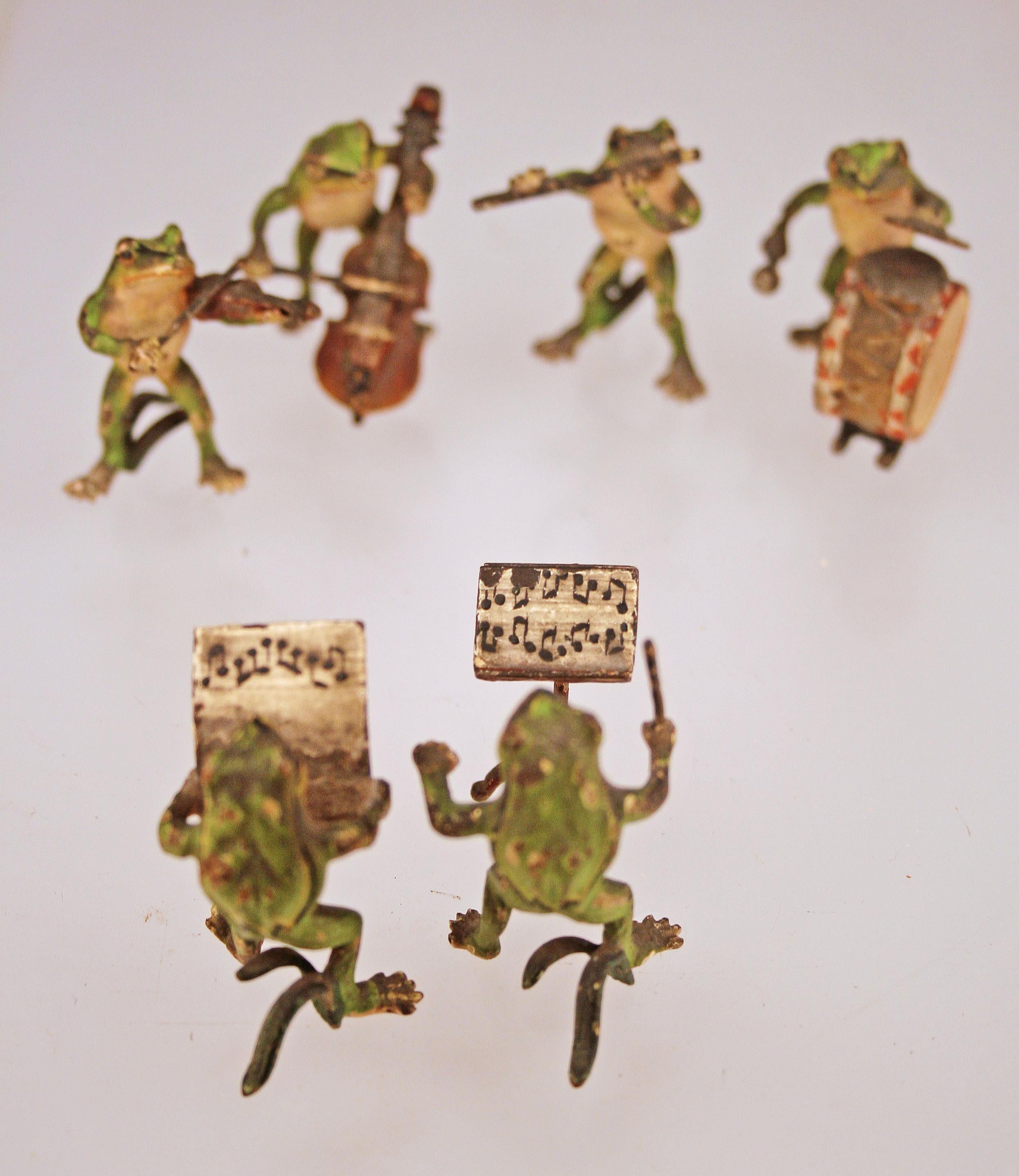 Belle Époque Austrian/Viennese Group of Bronze Sculptures of Band/Musician Frogs For Sale 12