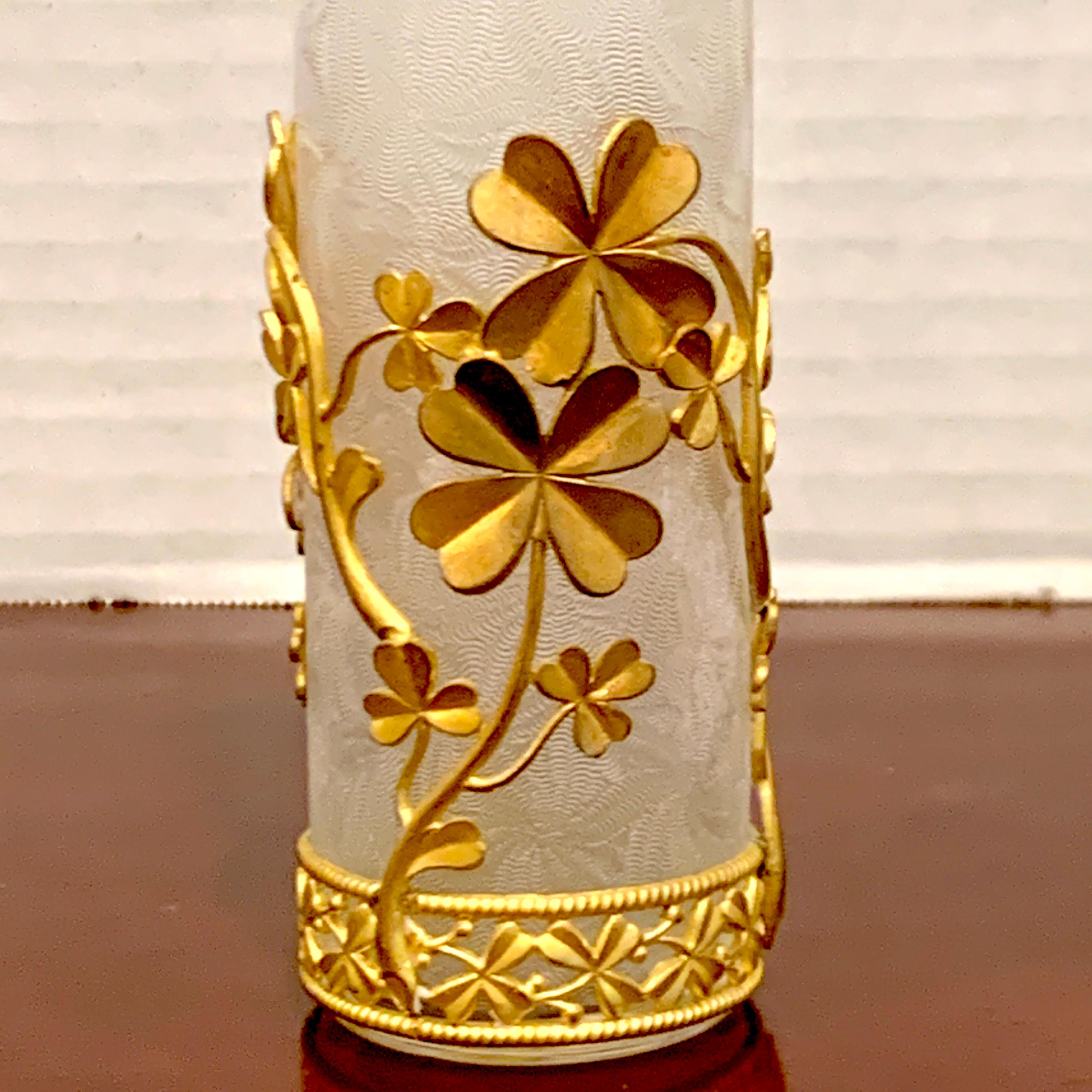 French Belle Epoque Baccarat Attributed Four-Leaf Clover Ormolu Mounted Vase For Sale