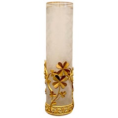 Belle Epoque Baccarat Attributed Four-Leaf Clover Ormolu Mounted Vase