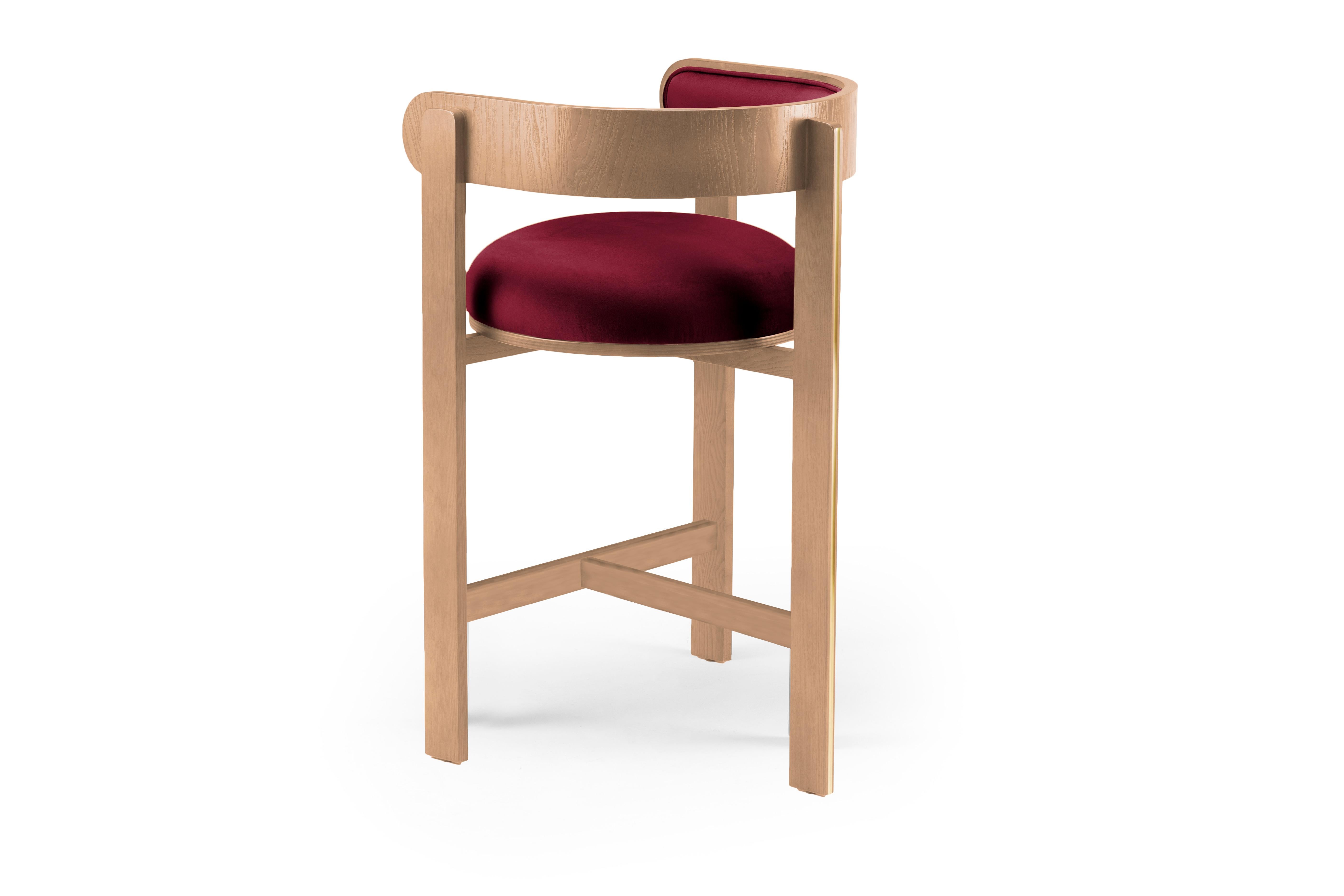 Belle Epoque gebogenes Holz Moulin Clean Russet gepolstert Barstuhl (Moderne der Mitte des Jahrhunderts) im Angebot