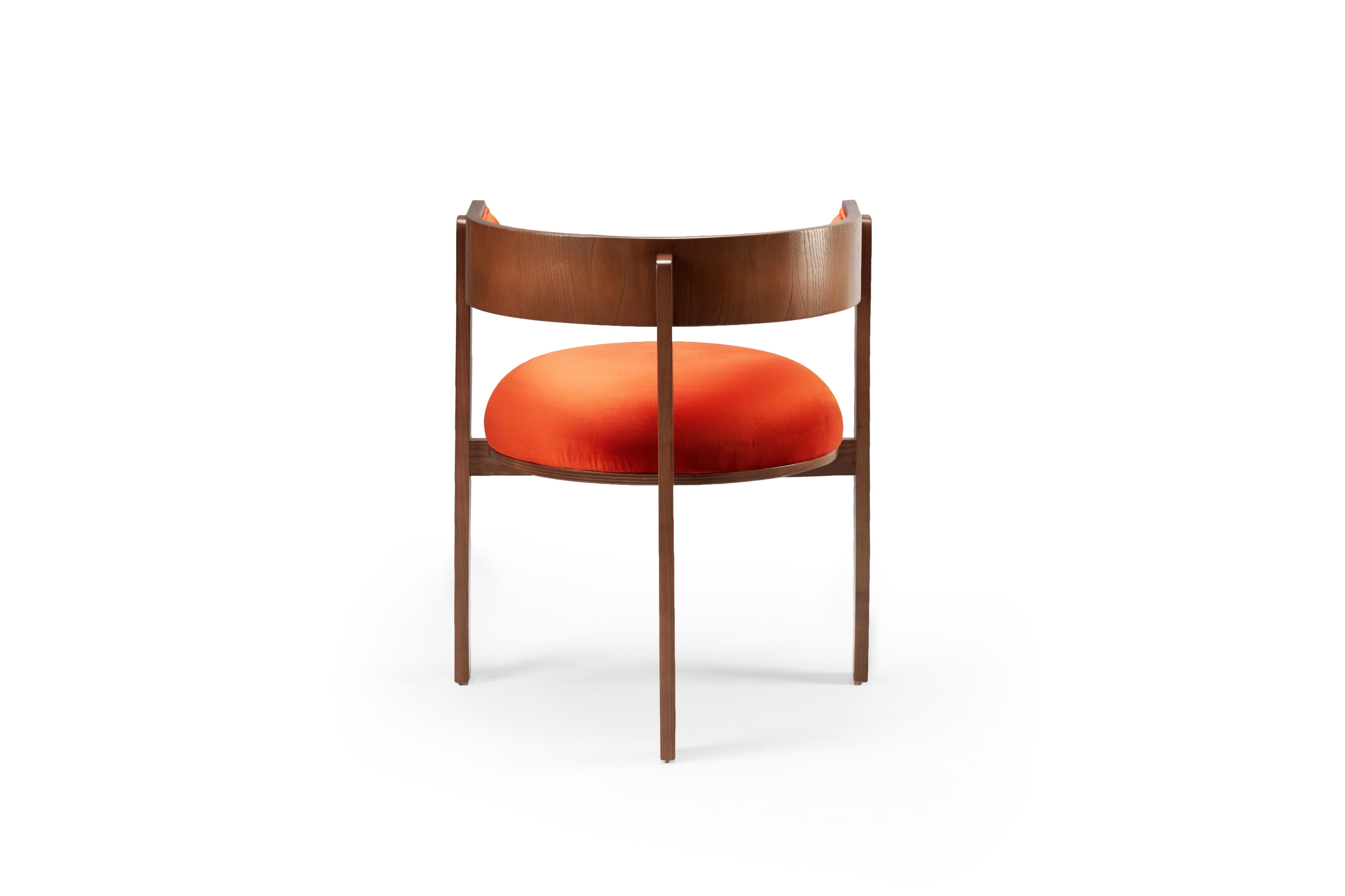 Belle Epoque bent wood Moulin Orange Paprika Velvet Upholstered Counter Chair For Sale 1