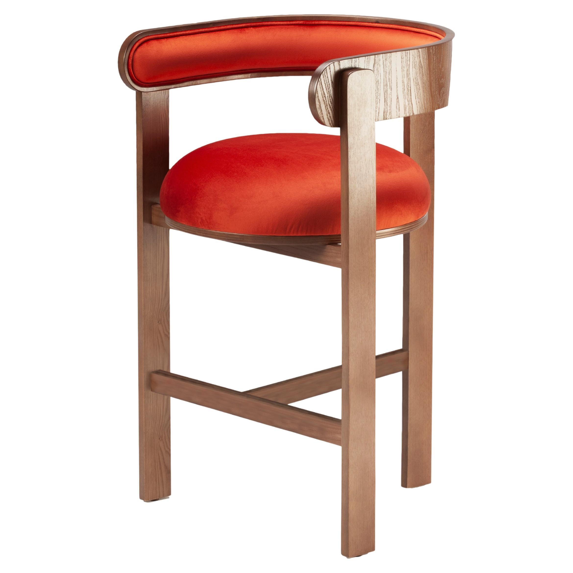 Belle Epoque bent wood Moulin Paprika Upholstered Bar Chair