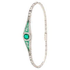 Belle Epoque Bracelet Emerald Diamond Platinum Gold ca. 1910