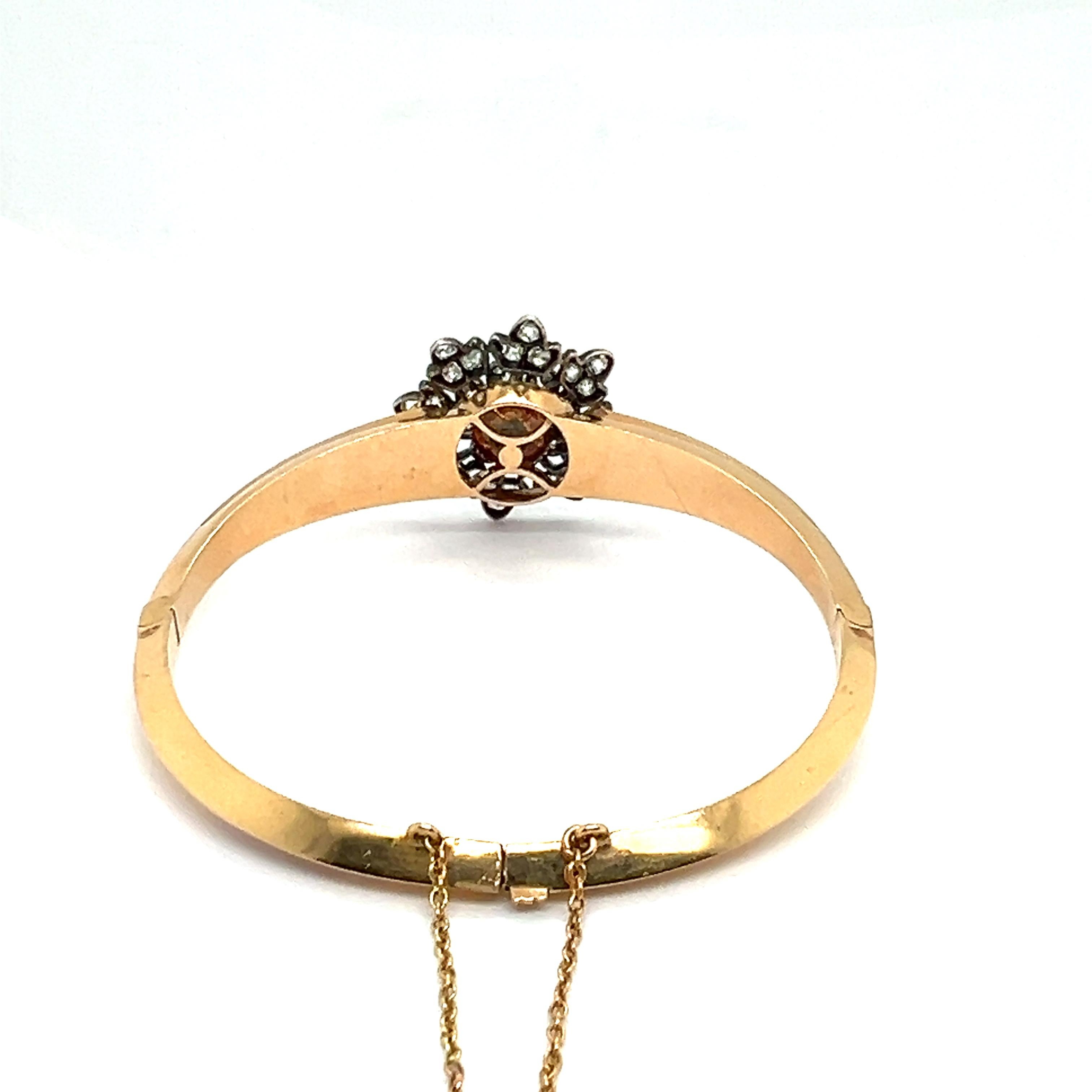 Belle Époque Bracelet with Old Cut Diamonds in Yellow Gold & Silver For Sale 5
