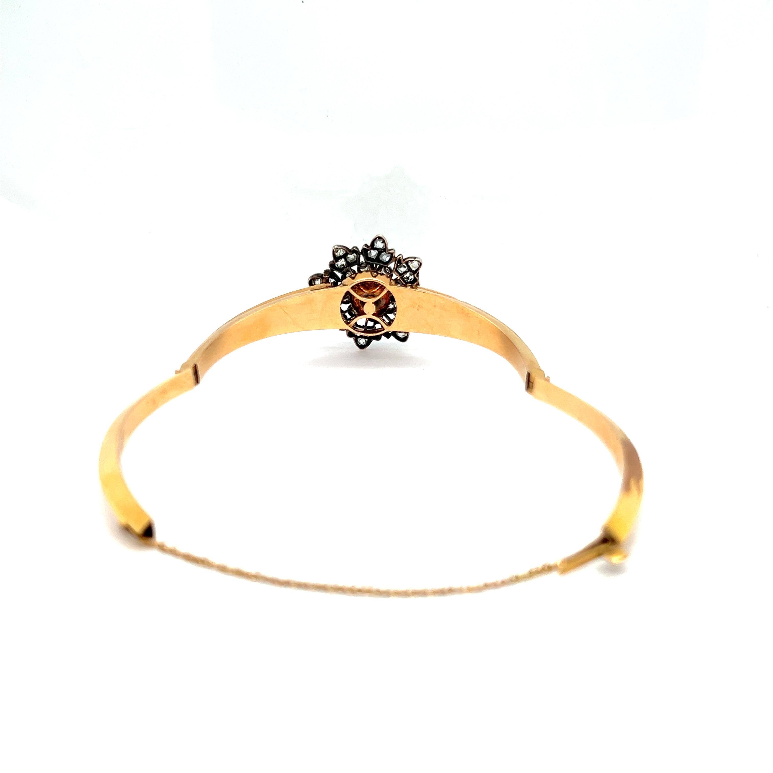 Belle-Époque-Armband mit Diamanten im Altschliff aus Gelbgold und Silber im Angebot 5
