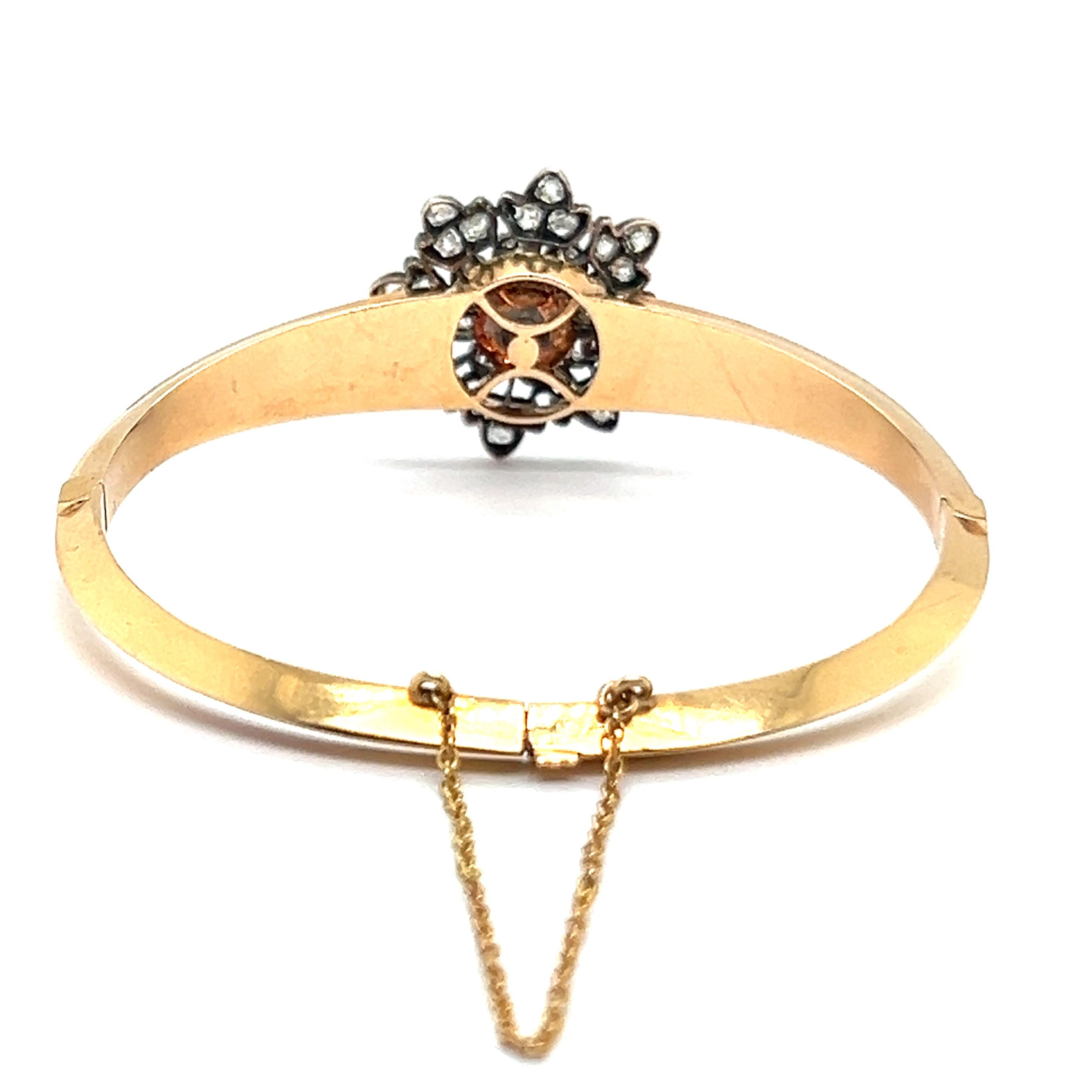 Belle-Époque-Armband mit Diamanten im Altschliff aus Gelbgold und Silber für Damen oder Herren im Angebot