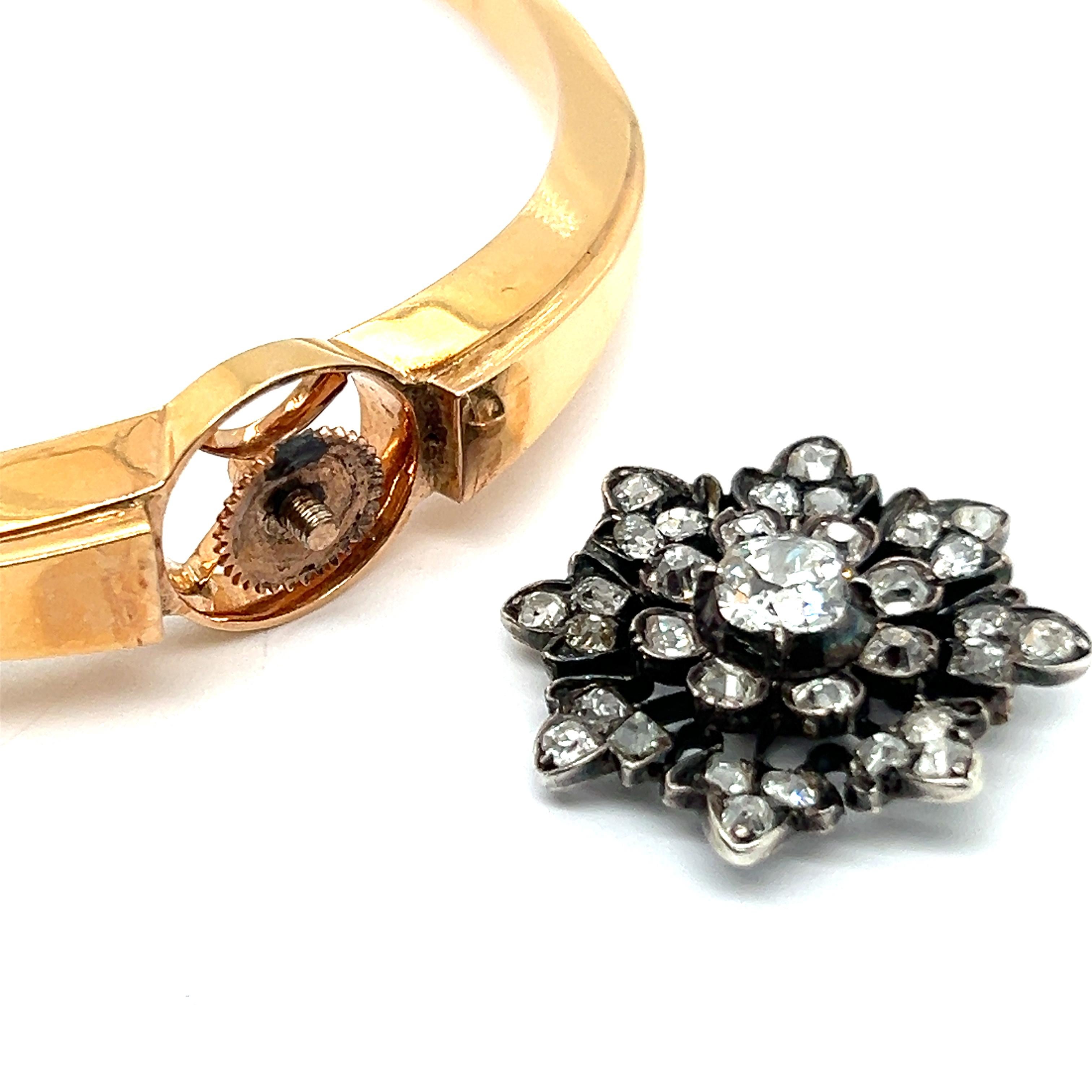 Belle-Époque-Armband mit Diamanten im Altschliff aus Gelbgold und Silber im Angebot 1