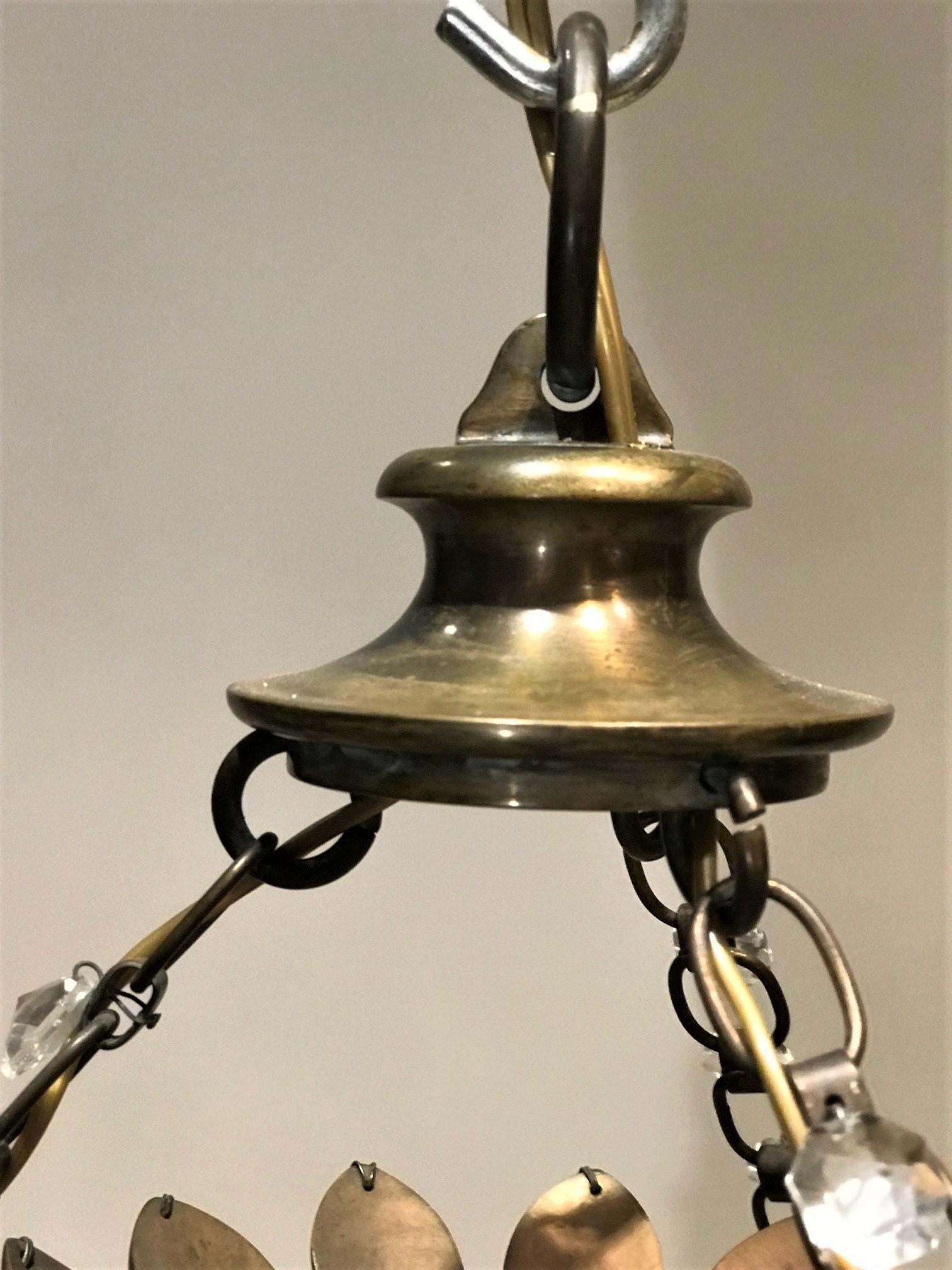 Moorish Belle Epoque Brass and Crystal 6-Light Lantern, Turkey, Circa:1910 For Sale