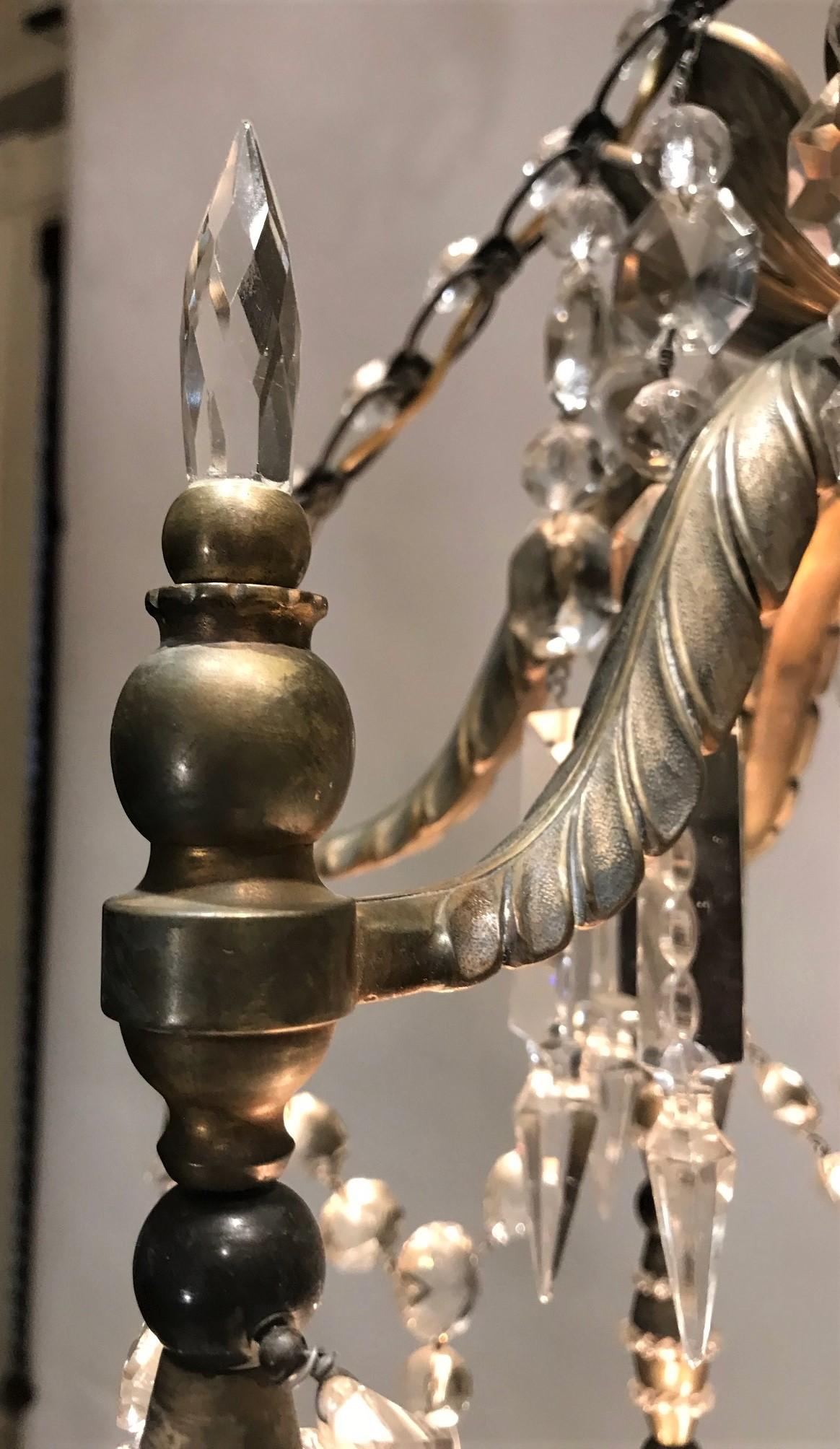 Belle Epoque Brass and Crystal 6-Light Lantern, Turkey, Circa:1910 For Sale 2