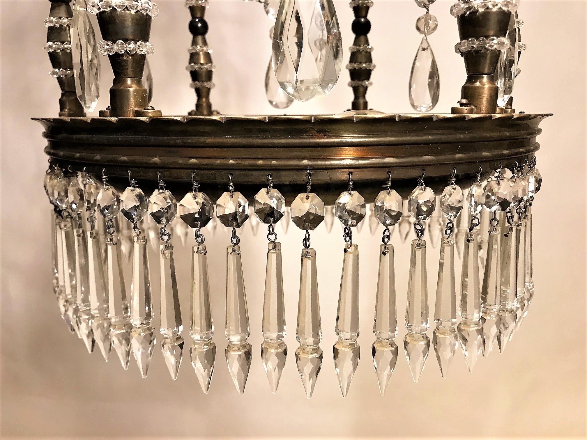 Lanterne à 6 lumières en laiton et cristal Belle Époque, Turquie, vers 1910 en vente 2