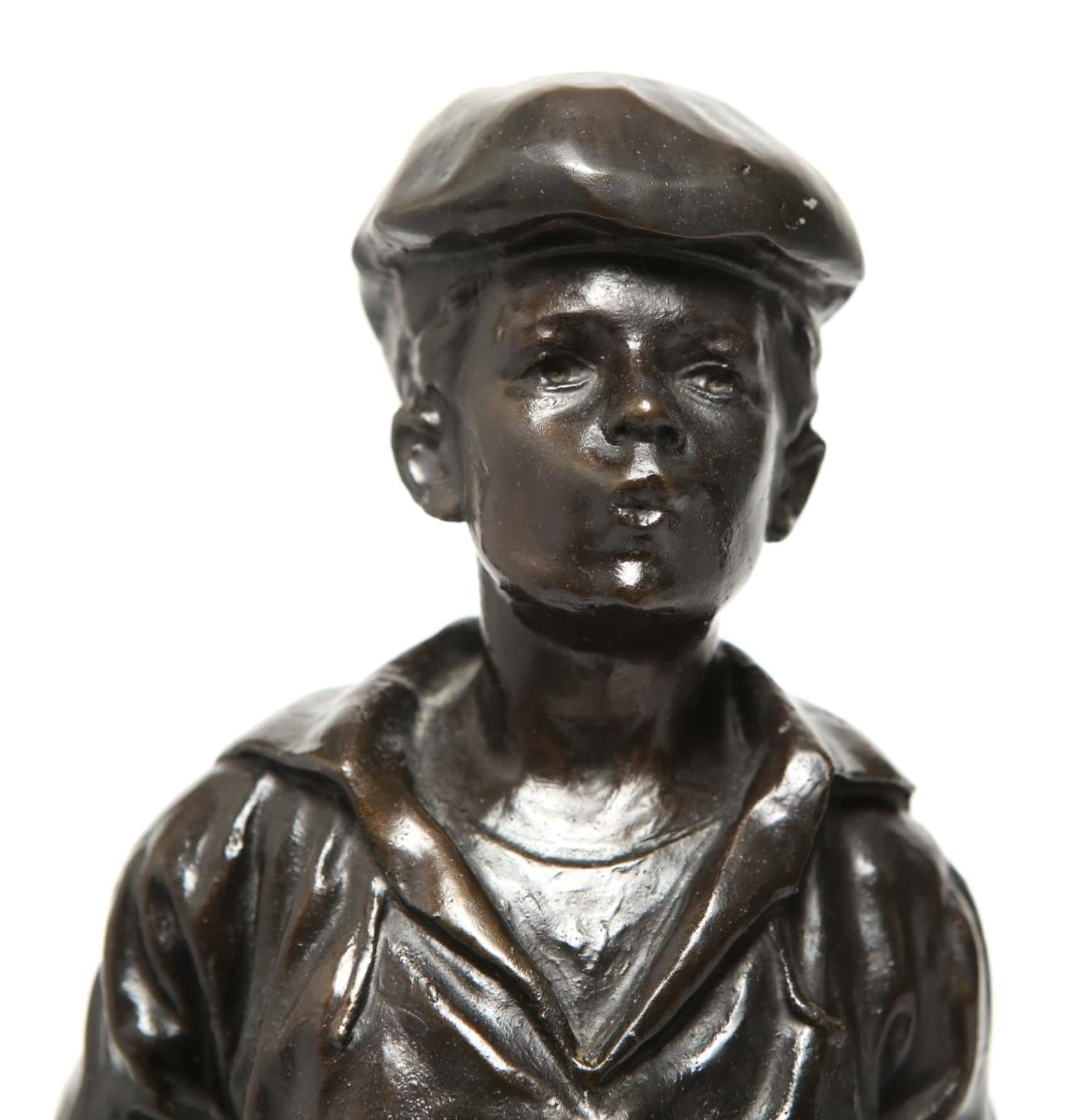 Belle Époque Belle Epoque Bronze Sculpture 'Le Siffleur' After Karl Kowalczewski