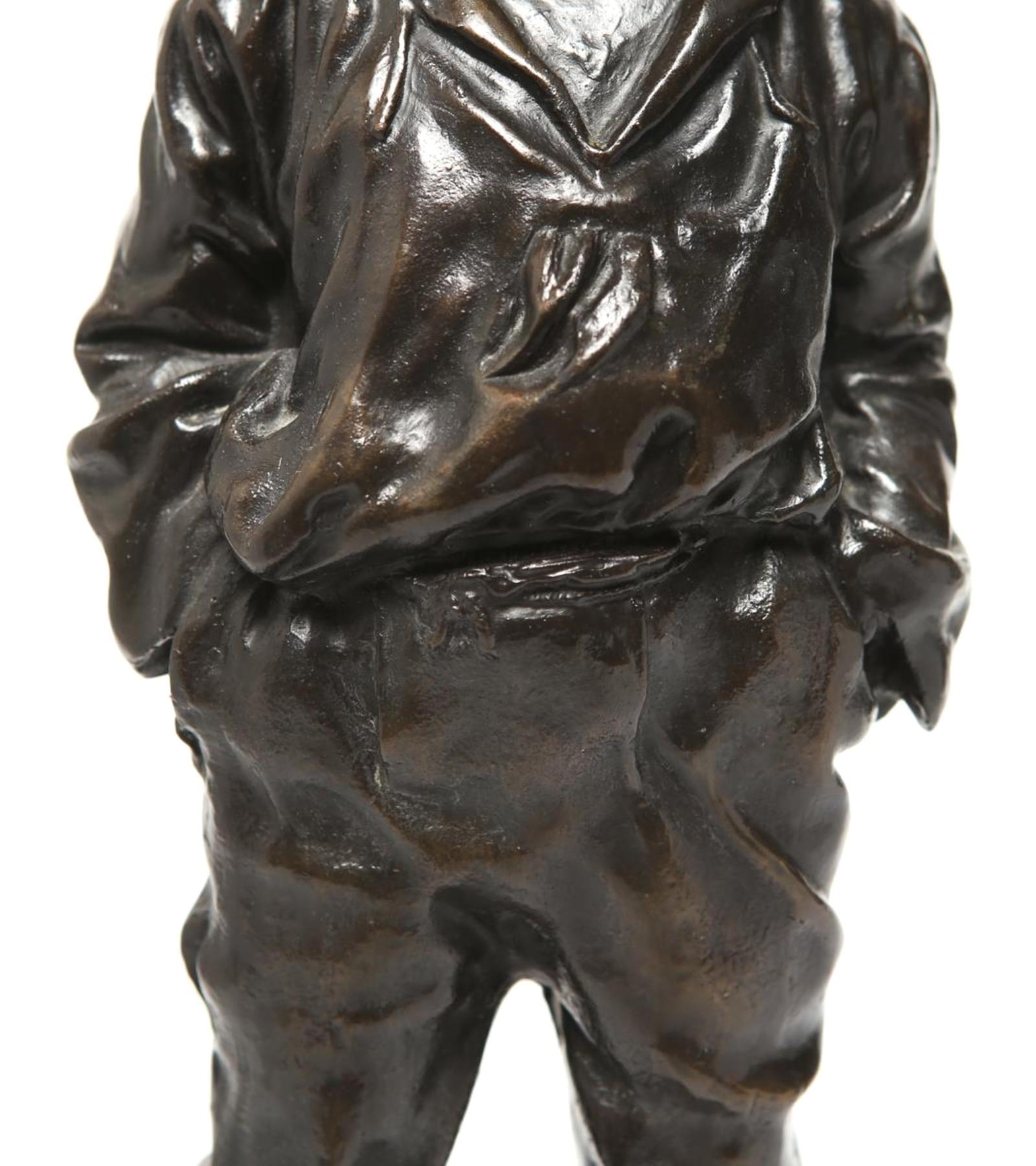 European Belle Epoque Bronze Sculpture 'Le Siffleur' After Karl Kowalczewski
