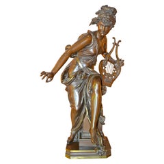 Statue en bronze Belle Époque intitulée "Melodie" par Carrier Belleuse