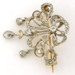 Belle Époque brooch with rose cut diamonds up to 1.30ct 18k gold and platinum