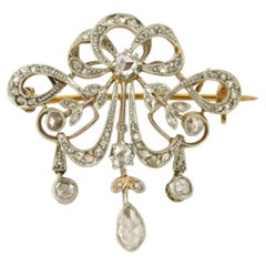 Belle Époque brooch with rose cut diamonds up to 1.30ct 18k gold and platinum