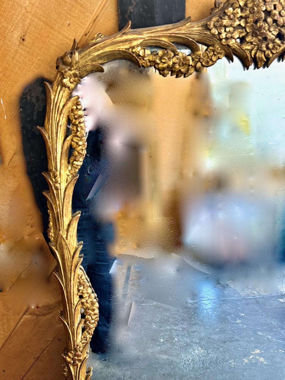 French Belle Epoque Carved Gilt Wood Mirror For Sale