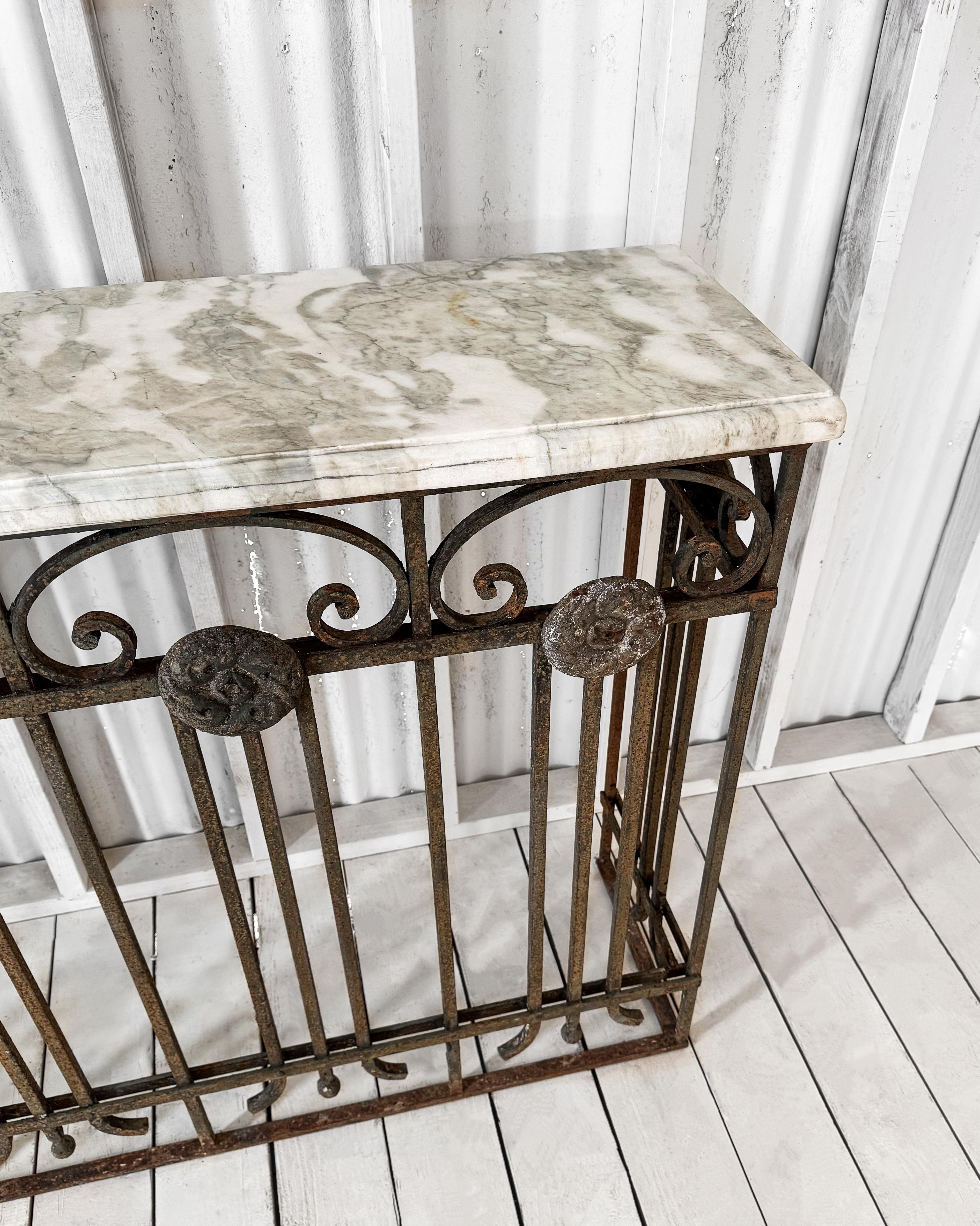 Belle Epoque Cast Iron Console Table with Marble Top 5