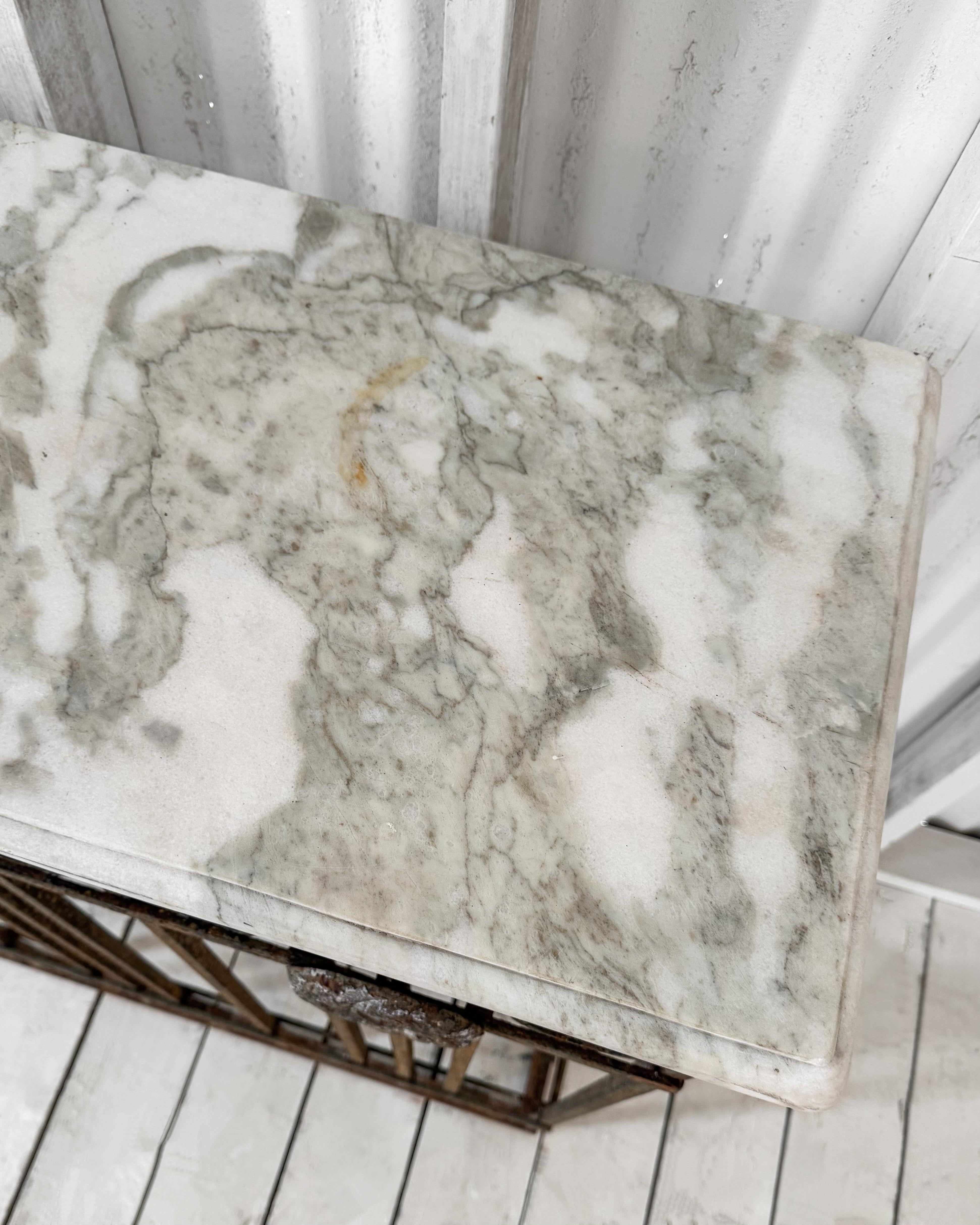 Belle Epoque Cast Iron Console Table with Marble Top 6