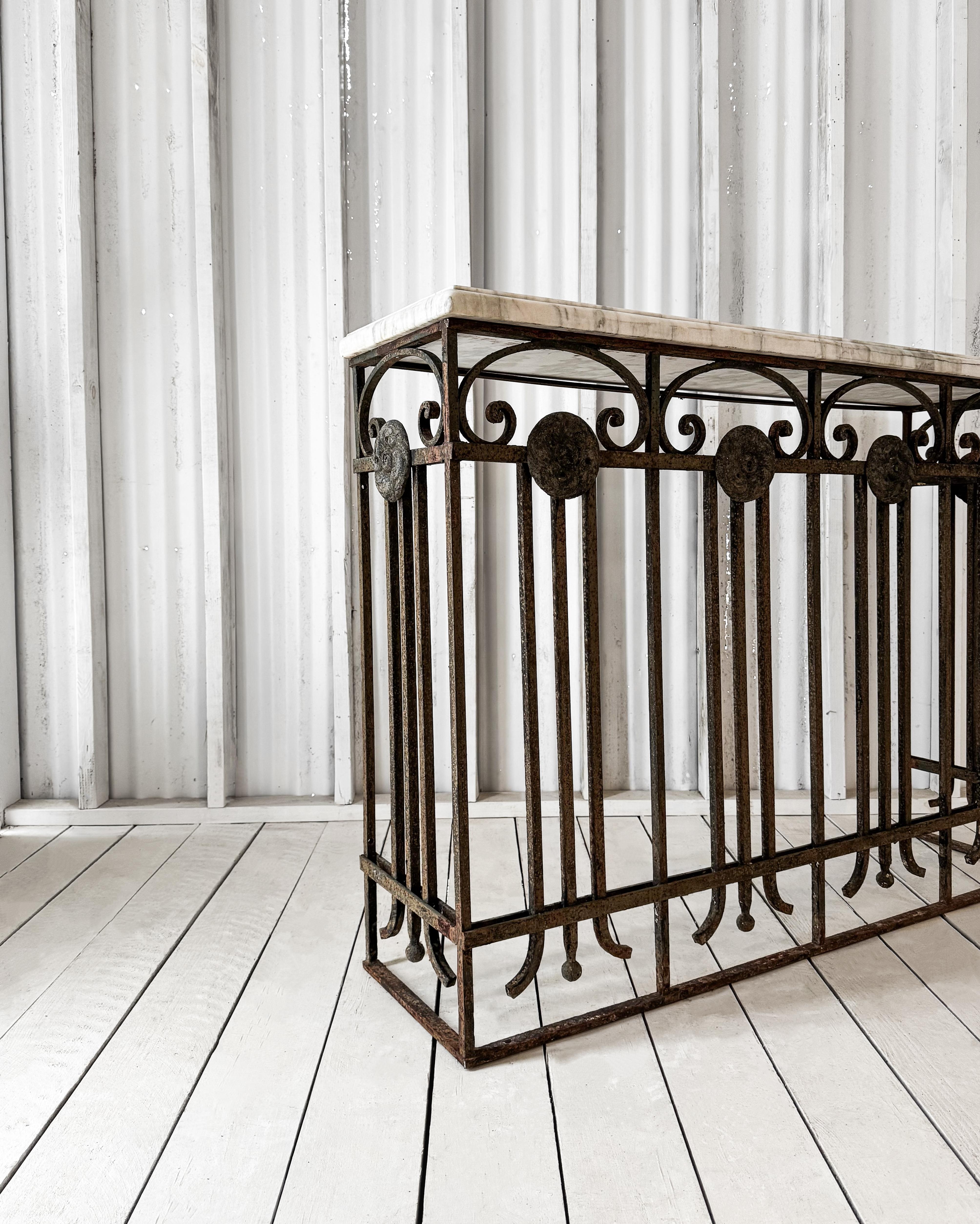 Belle Epoque Cast Iron Console Table with Marble Top 8