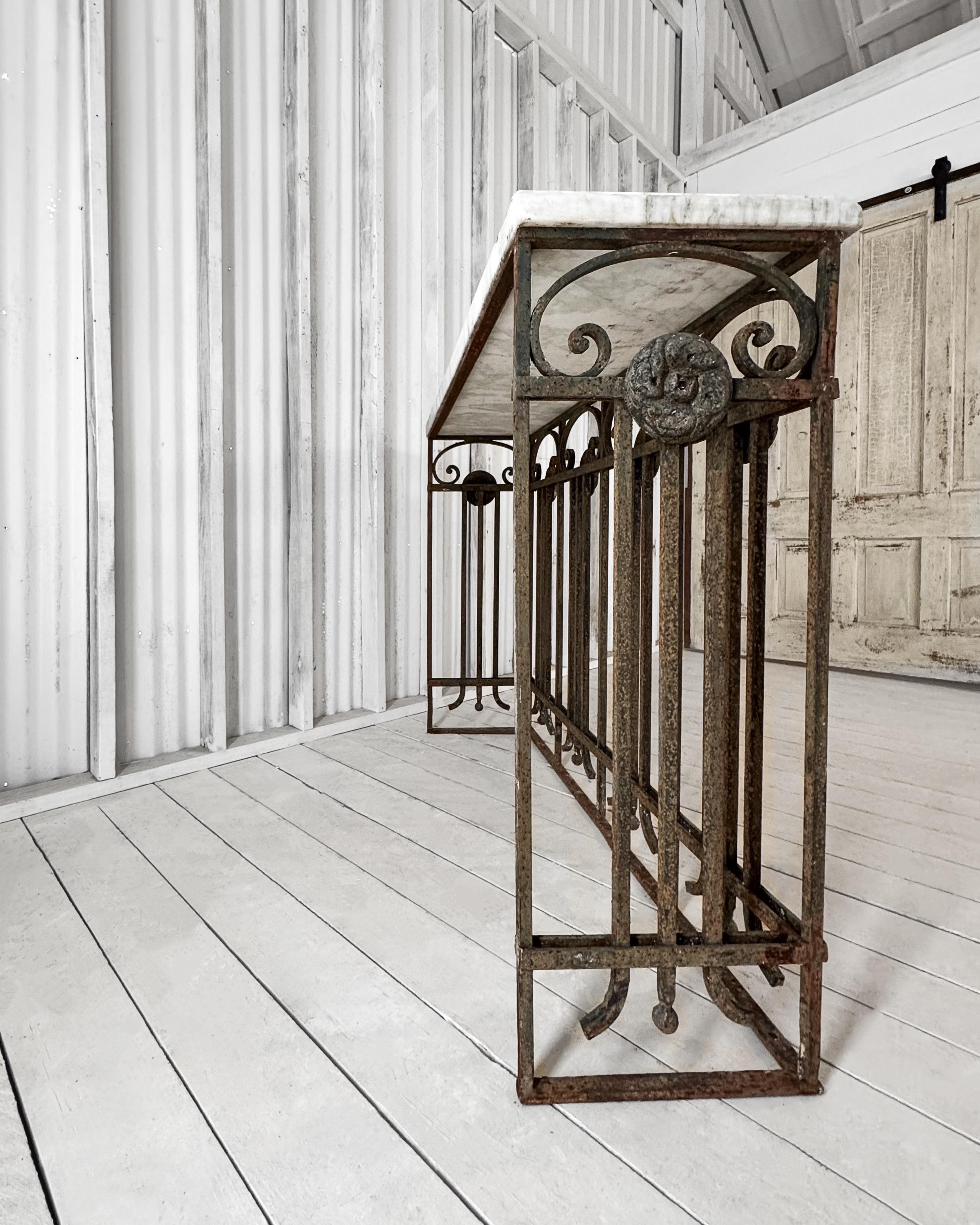 Belle Epoque Cast Iron Console Table with Marble Top 11