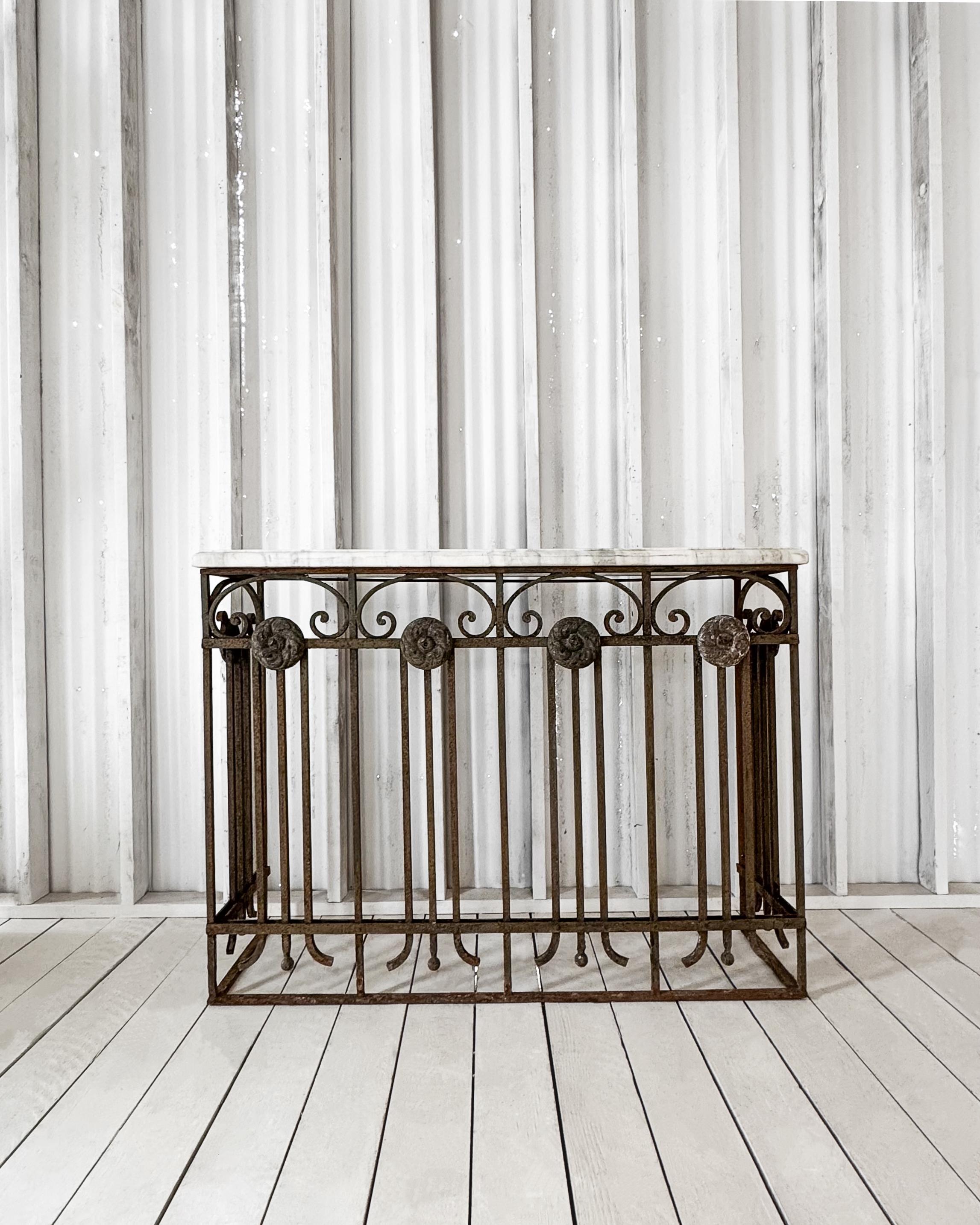 Belle Époque Belle Epoque Cast Iron Console Table with Marble Top