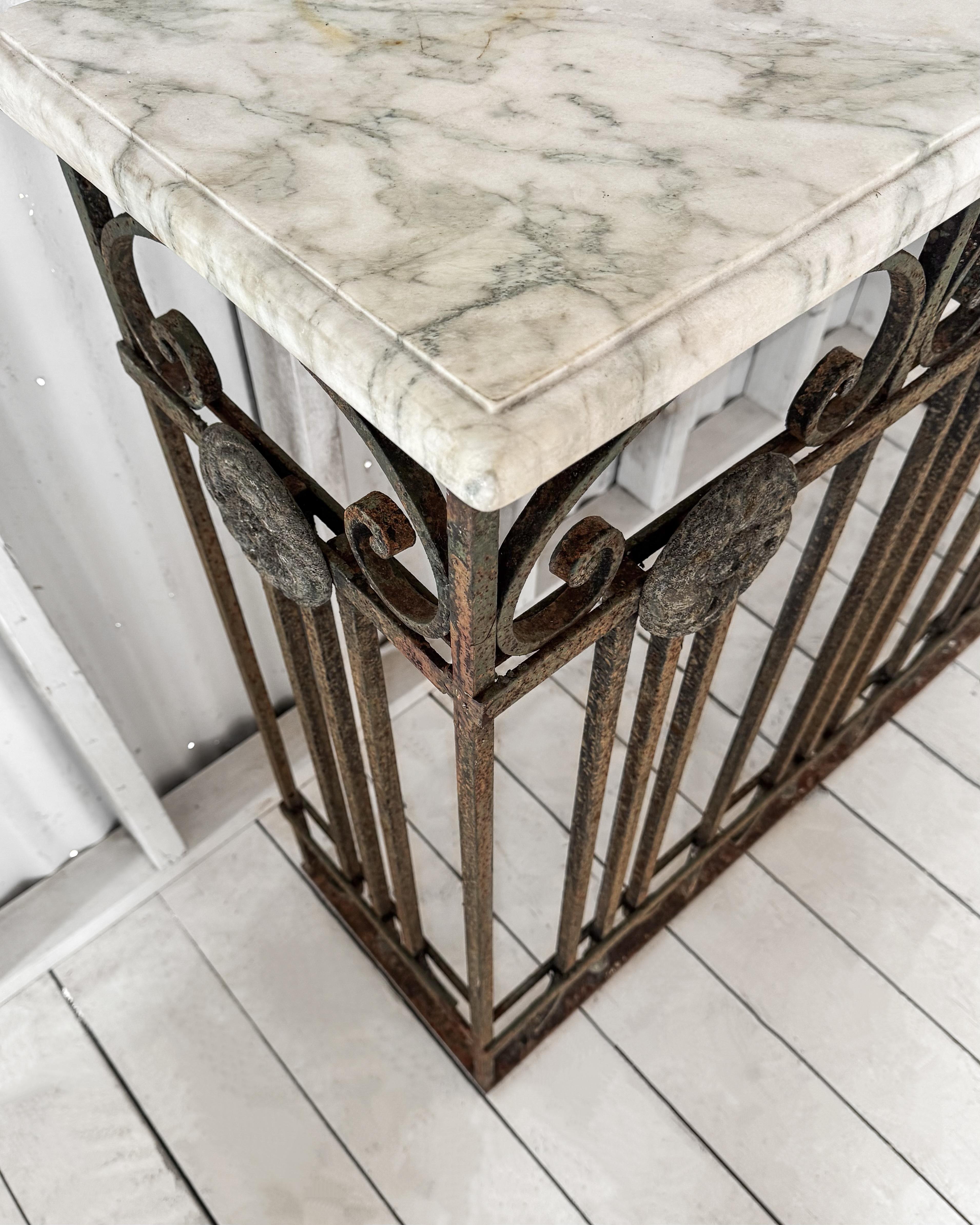 Belle Epoque Cast Iron Console Table with Marble Top 3