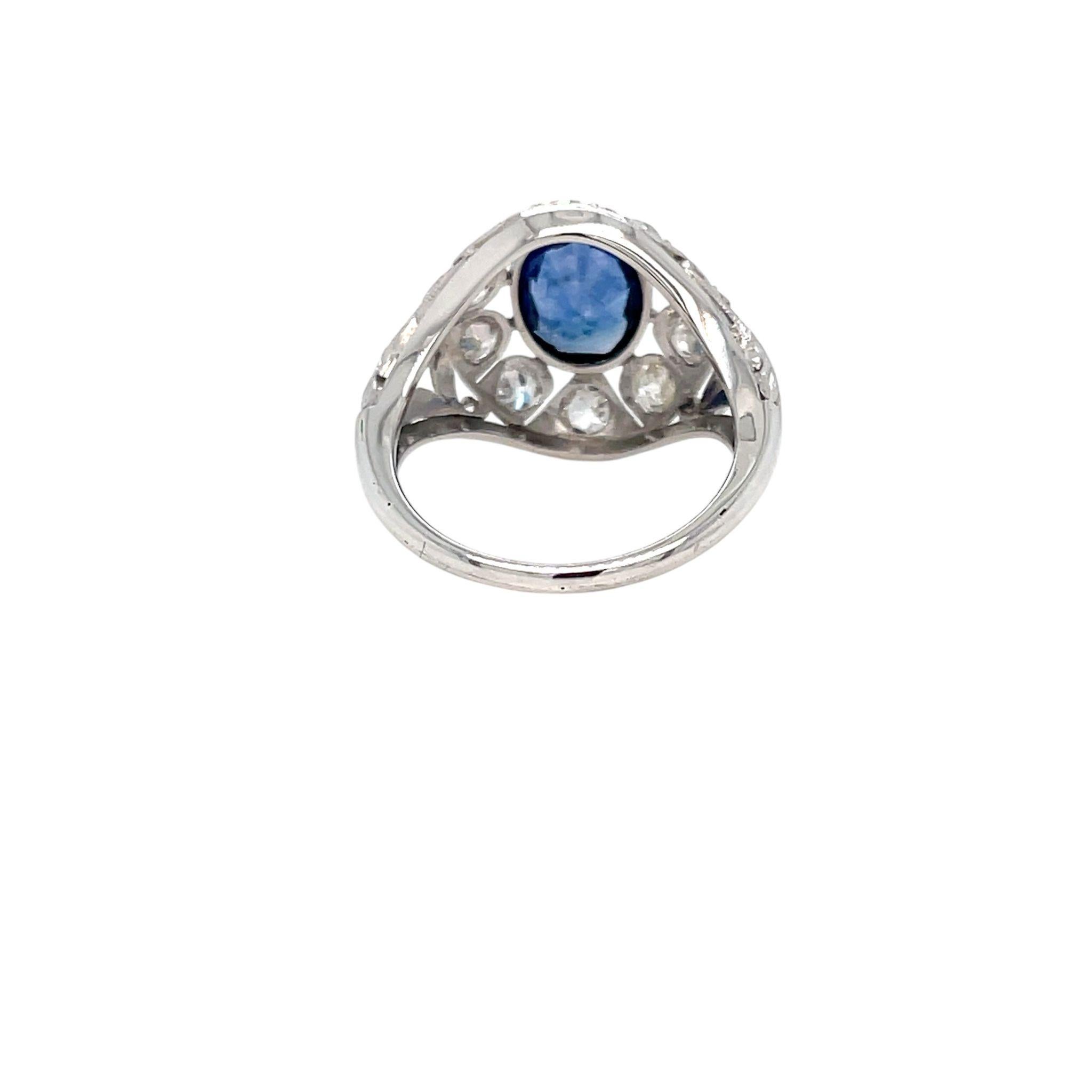 Oval Cut Belle Époque Certified 2.44 Carat Unheated Sapphire Diamond Gold Ring For Sale
