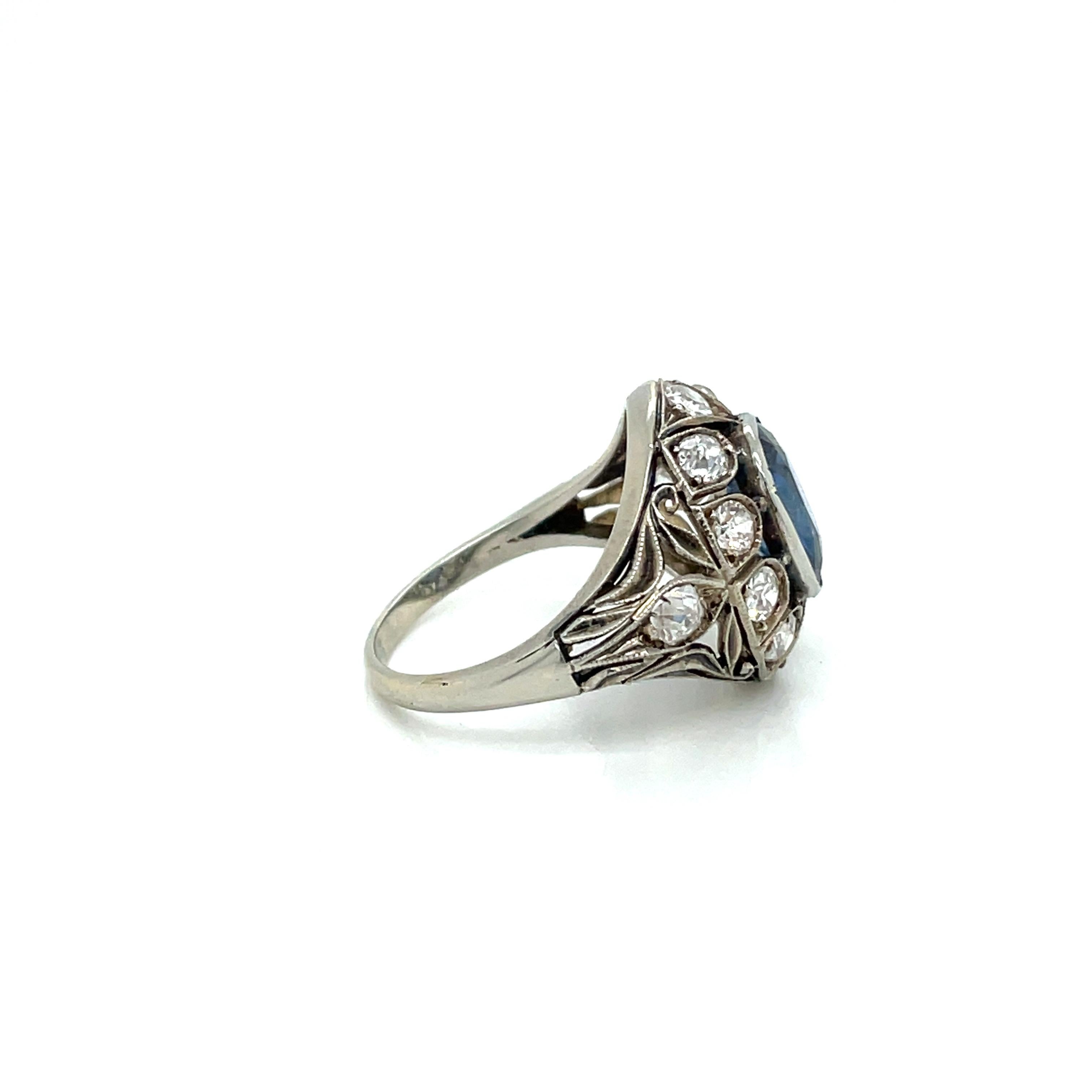 Women's Belle Époque Certified 2.44 Carat Unheated Sapphire Diamond Gold Ring For Sale