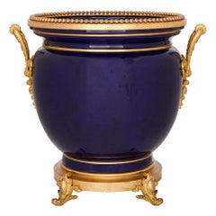 Belle Epoque Cobalt Blue Sevres Style Porcelain Jardinière