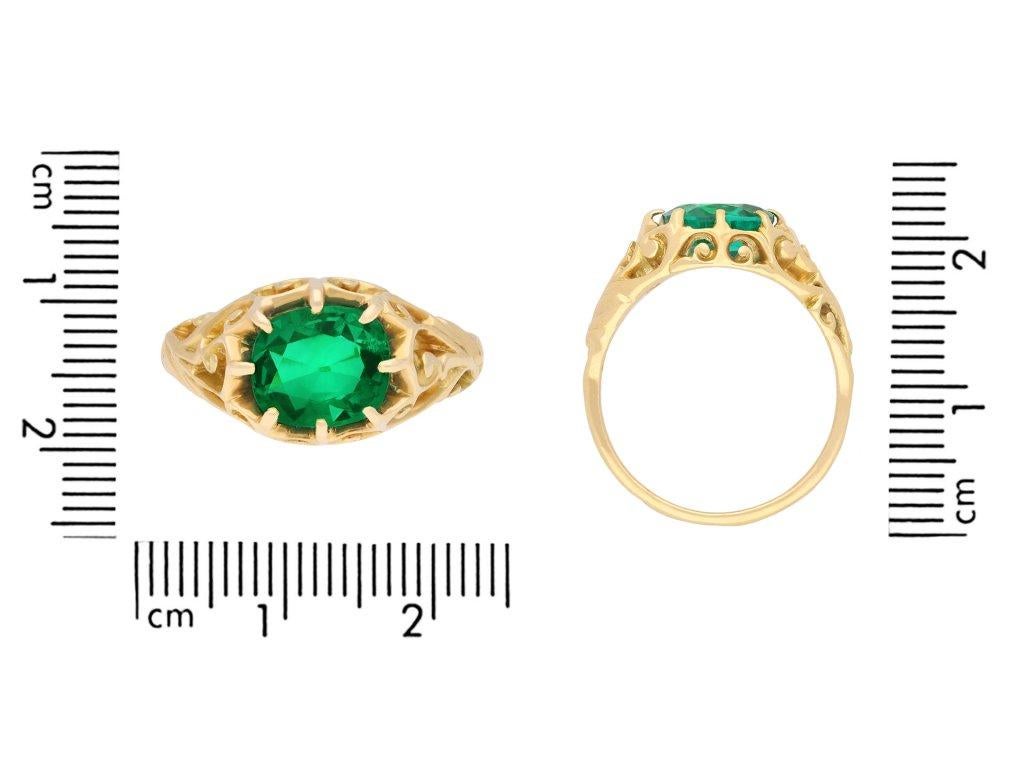 Belle Époque Colombian Emerald Solitaire Ring, French, circa 1895 In Good Condition For Sale In London, GB