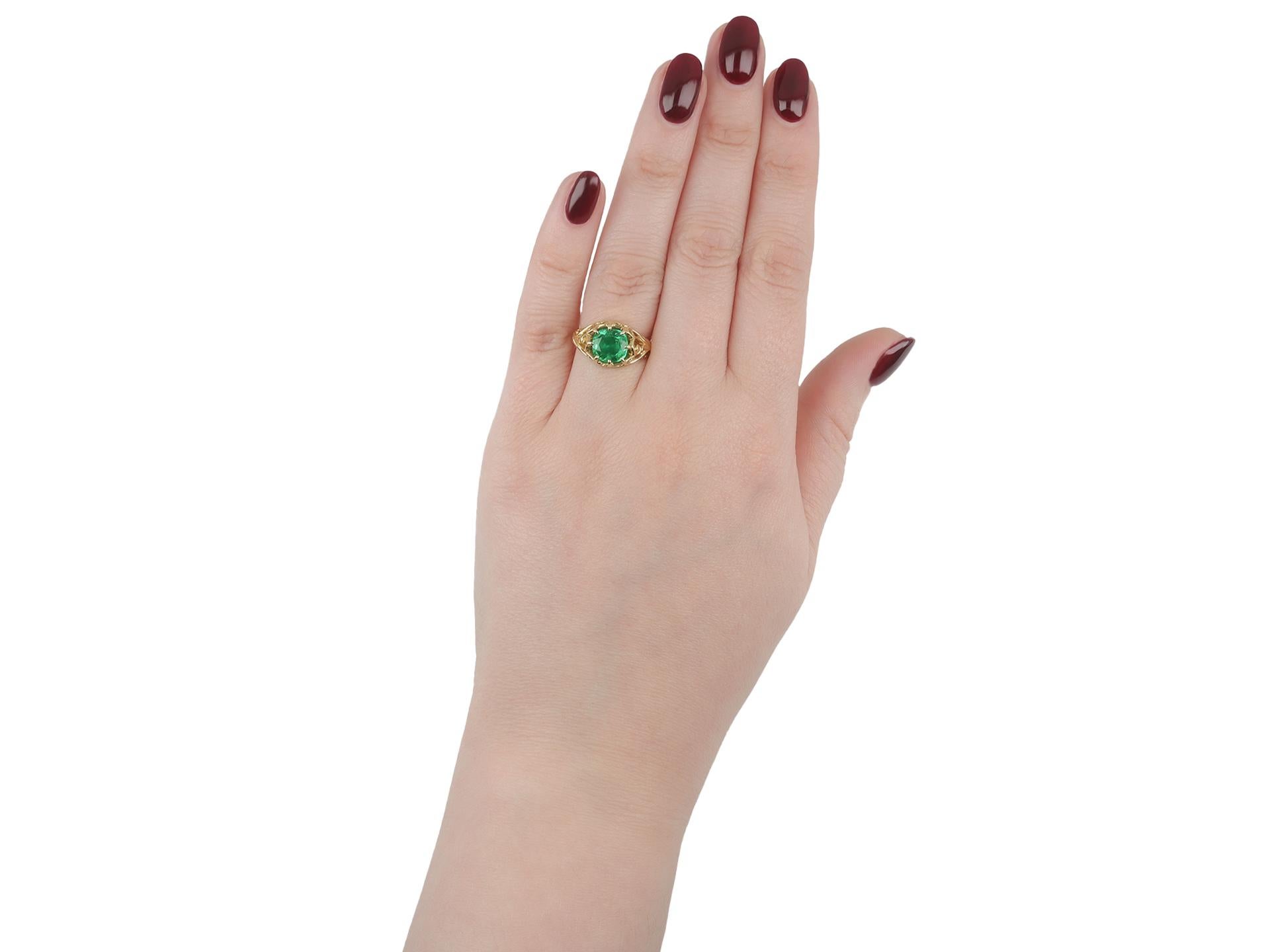 Women's or Men's Belle Époque Colombian Emerald Solitaire Ring, French, circa 1895 For Sale