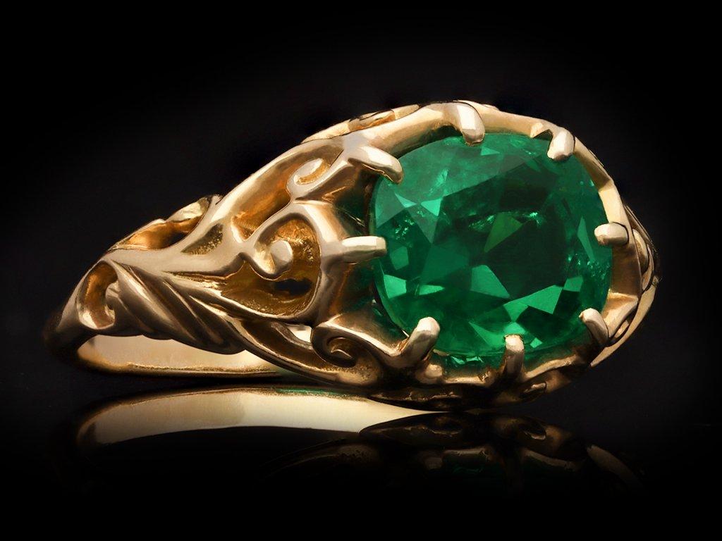 Belle Époque Colombian Emerald Solitaire Ring, French, circa 1895 For Sale 1