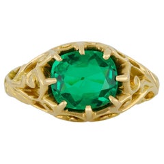 Antique Belle Époque Colombian Emerald Solitaire Ring, French, circa 1895