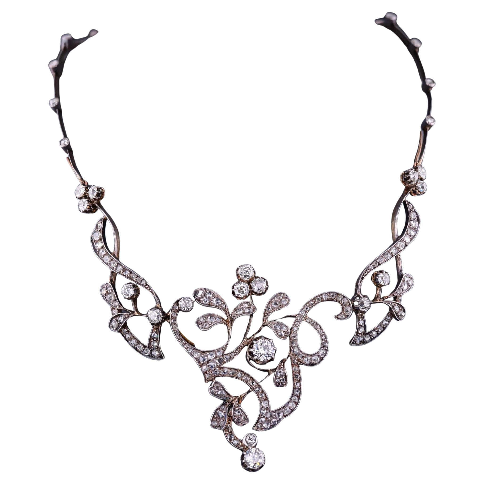 Belle Epoque Convertible Diamond Necklace of 18k Gold and Silver
