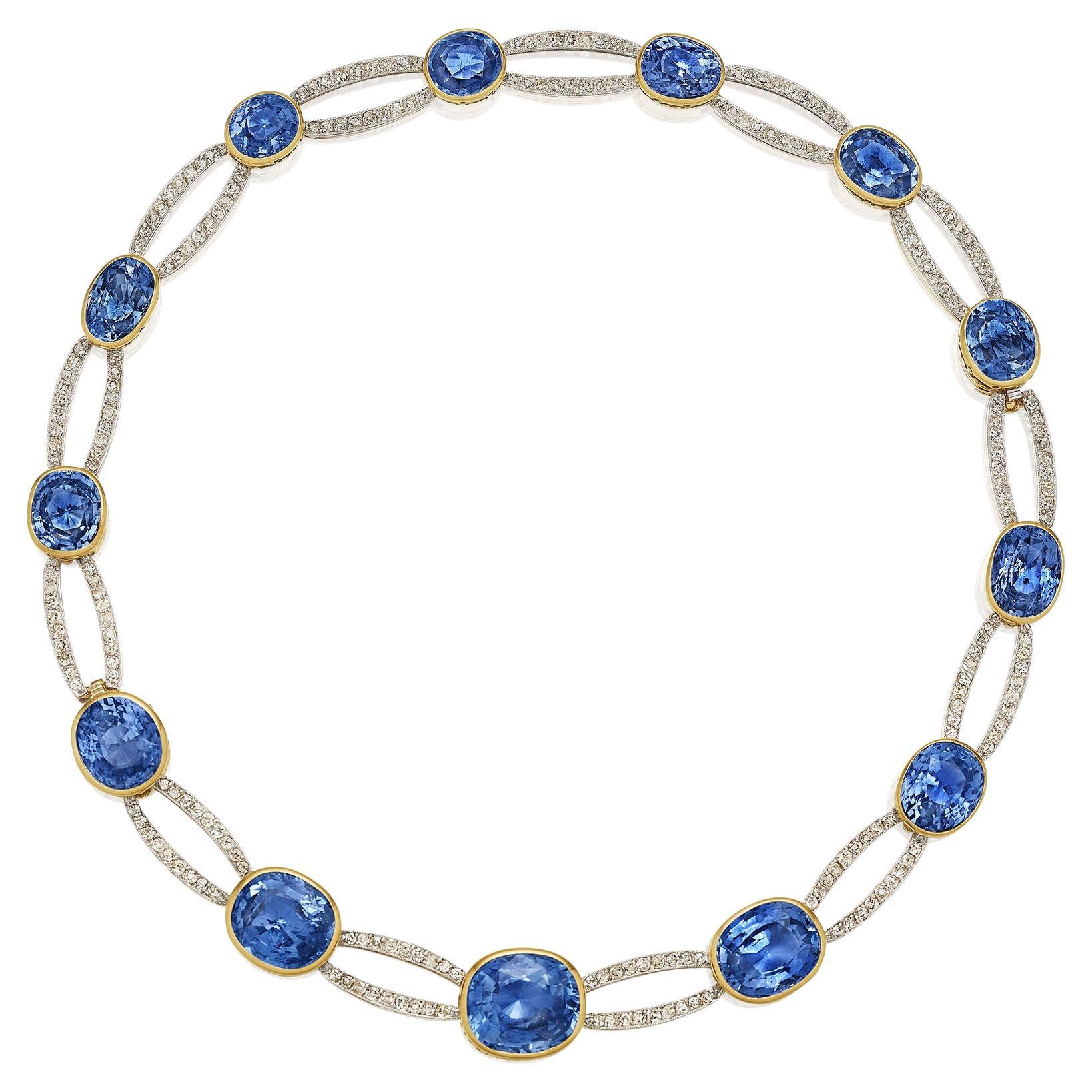 Belle Époque Cabrio-Halskette mit Saphiren und Diamanten