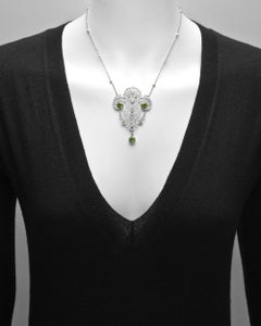 Belle Époque Demantoid Garnet and Diamond Pendant