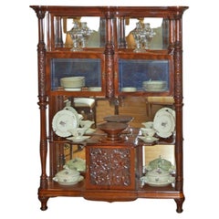 Belle Époque Desert Cupboard in Mahogany with Carved Birds of Paradise