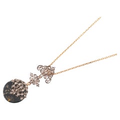 Belle Epoque Diamond and Moss Agate Pendant / Earrings