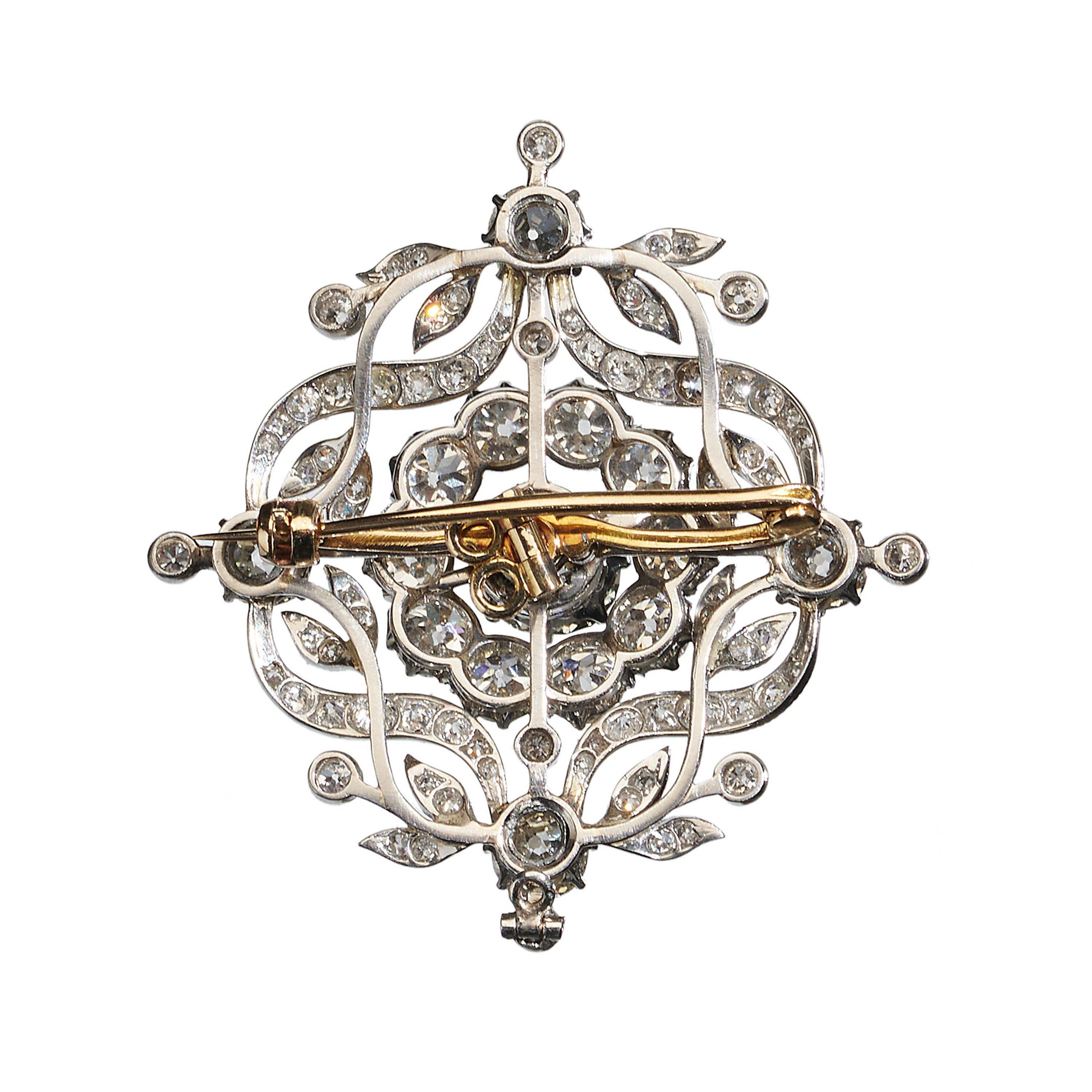 Broche Belle Époque en diamant et platine, vers 1910 Bon état - En vente à London, GB