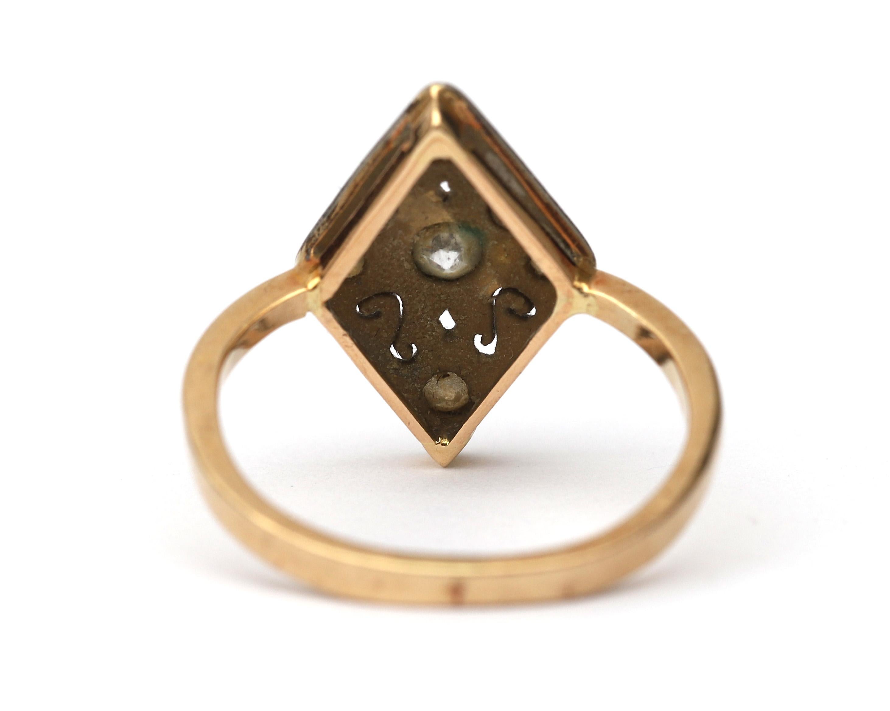 Belle Epoque Diamond and Platinum Navette Ring In Good Condition For Sale In Rotterdam, NL