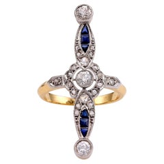 Vintage Belle Epoque Diamond and Sapphire Cocktail Ring