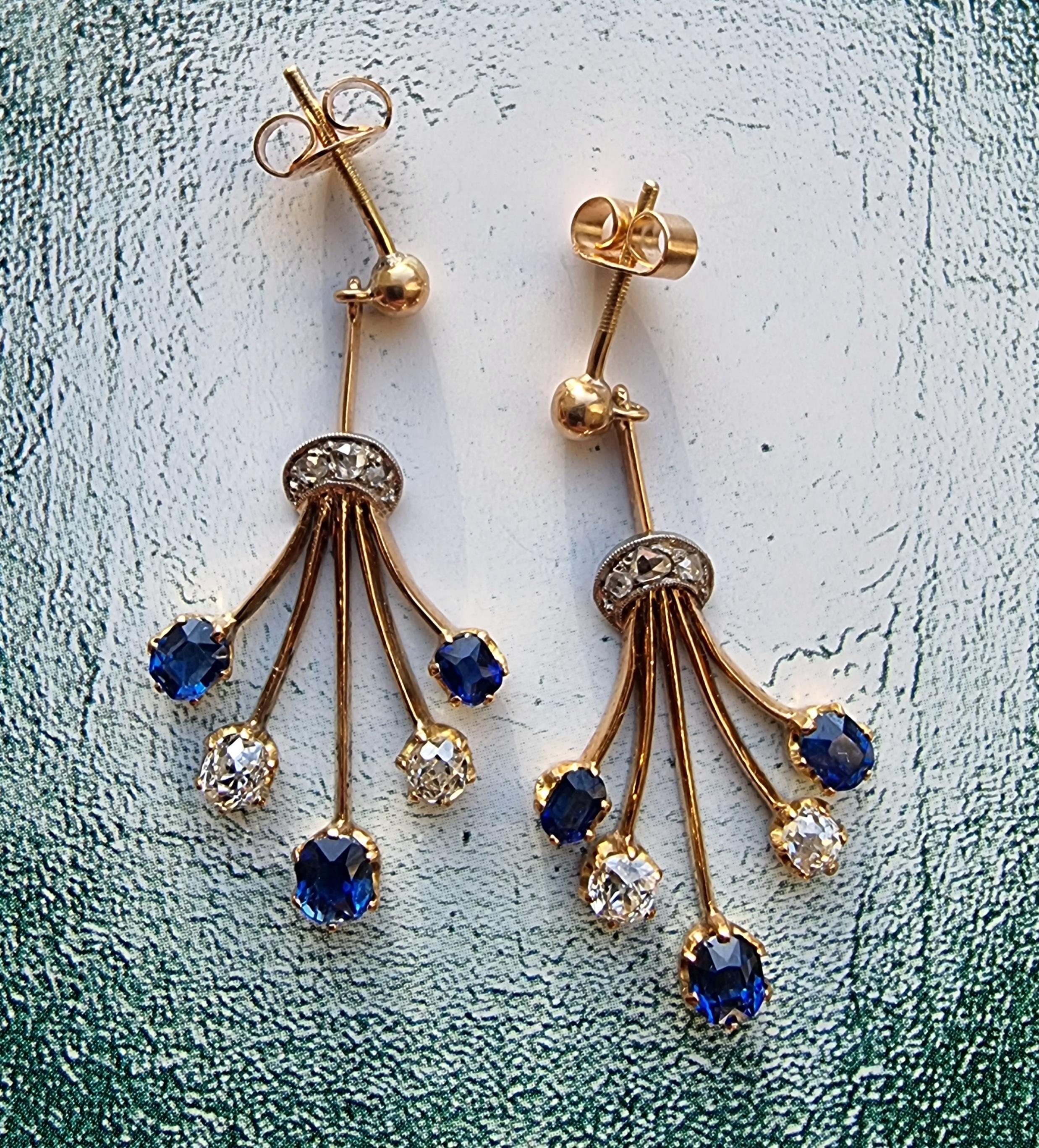 Belle Époque diamond and sapphire earrings 1