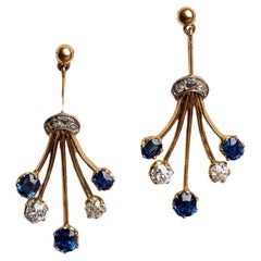 Antique Belle Époque diamond and sapphire earrings