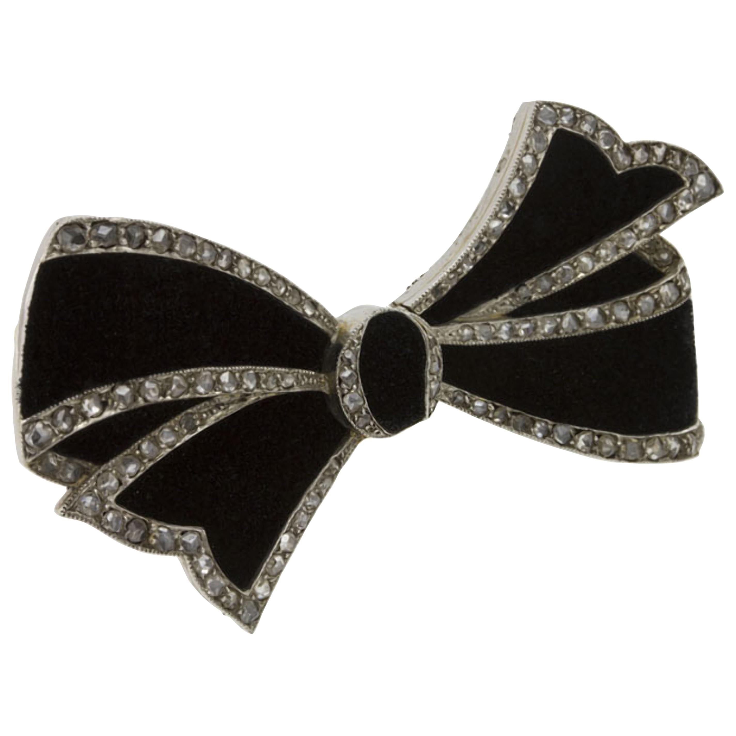 Belle Epoque Diamond Bow Brooch Attributed to Cartier